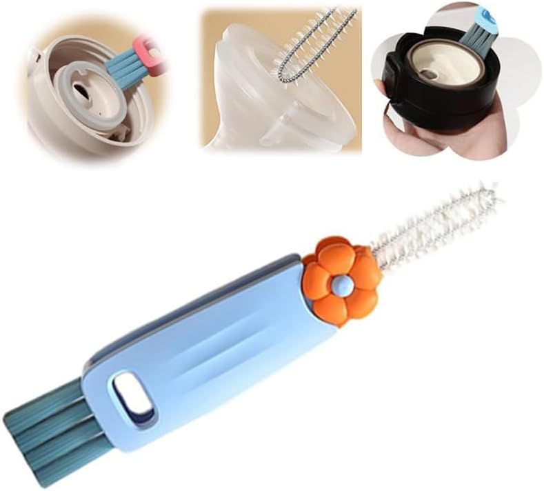 3-in-1 Deckelreinigungsbürste – 3er-pack – Robuster Kunststoff – Austauschbare Köpfe – Für Babyflaschen Und Trinkbecher – Blau, Grün, Rot