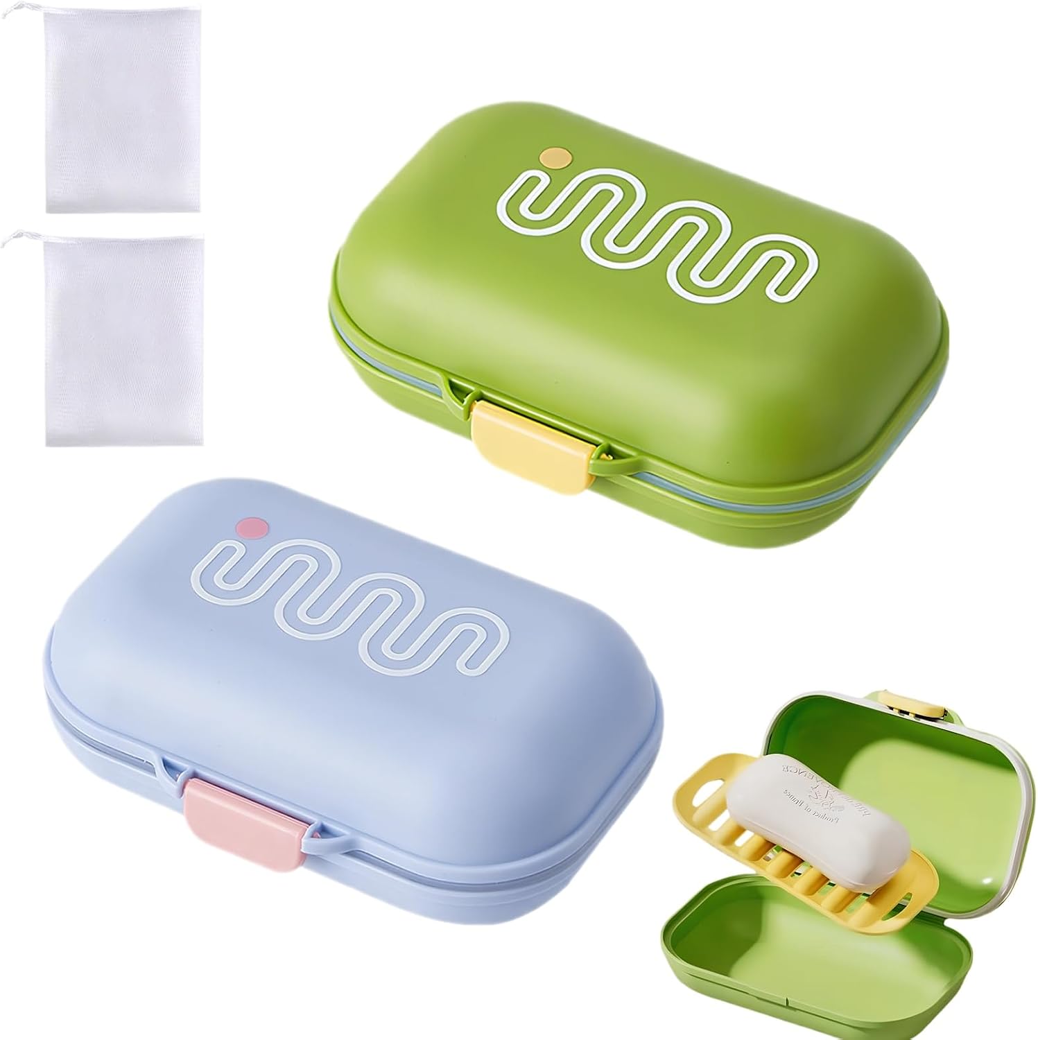 Seifenschale – 2er-set – Pp-kunststoff – Wasserdicht Und Tragbar – Für Reisen Und Badezimmer – Grün Und Blau