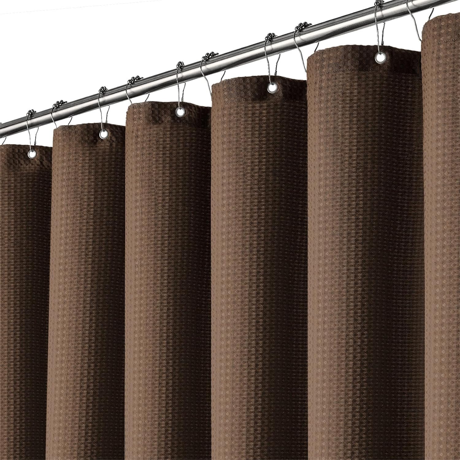 Duschvorhang – 1-teilig – Schweres Waffelgewebe – Wasserdicht Und Schimmelresistent – Für Moderne Badezimmer – Braun, 180 X 200 Cm