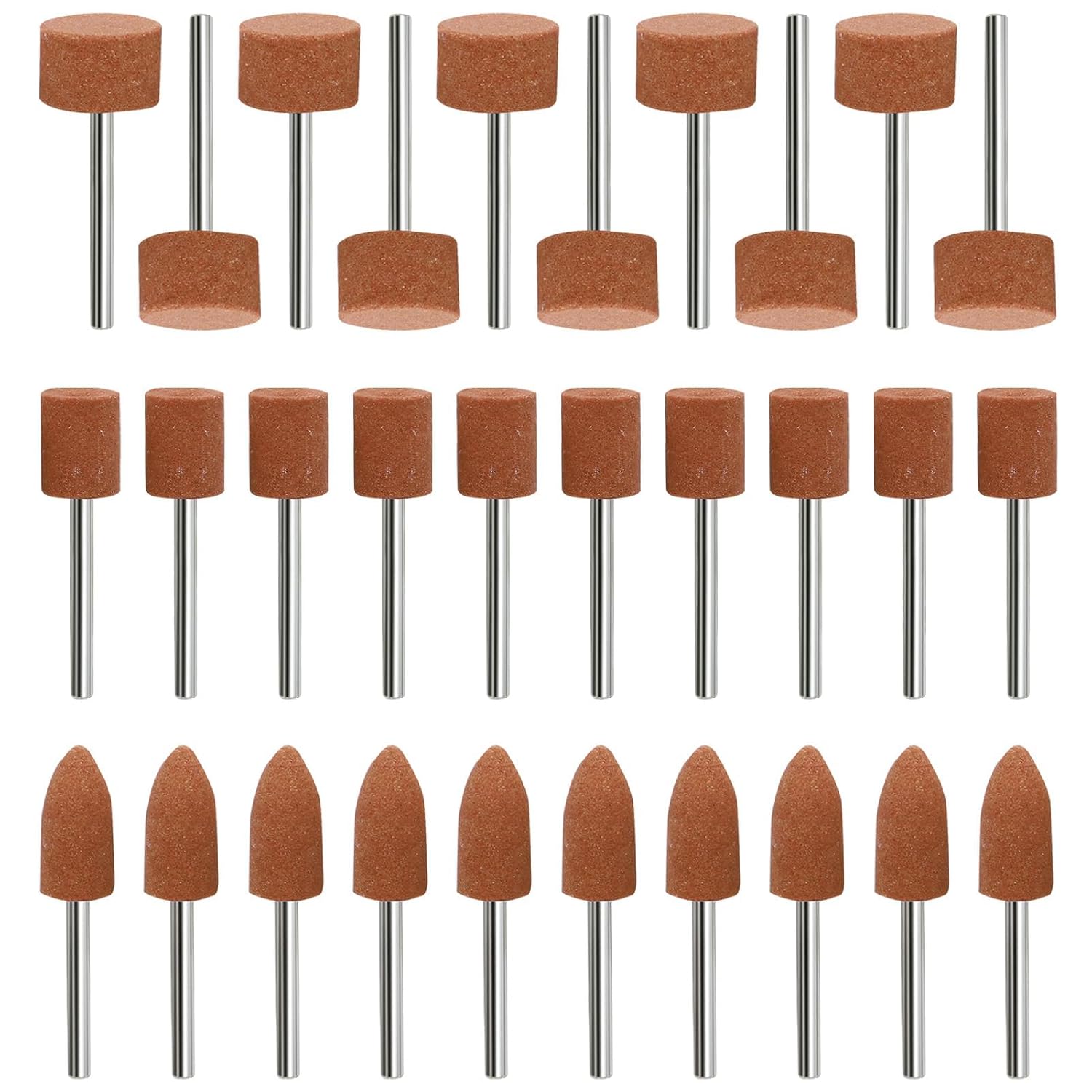 Set Mit 30 Aluminiumoxid-schleifscheiben, Kompatibel Mit Dremel-rotationswerkzeugen, Schleifaufsätze Mit 1/8"-schaft Zum Polieren, Schleifen, Schnitzen, Metallbearbeiten Und Entgraten (3 Formen)