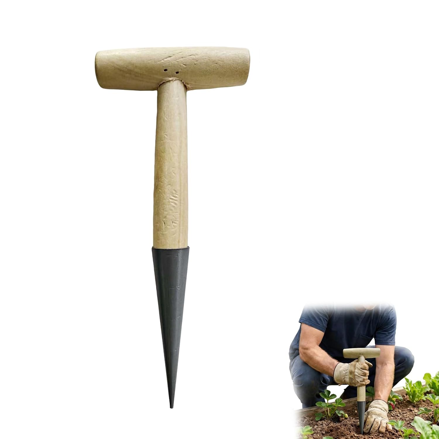 Handpflanzgefäß – 1 Stück – Edelstahl Und Holz – Präzises Pflanzen Von Blumenzwiebeln – Für Hobby- Und Profigärtner – Ergonomischer Griff