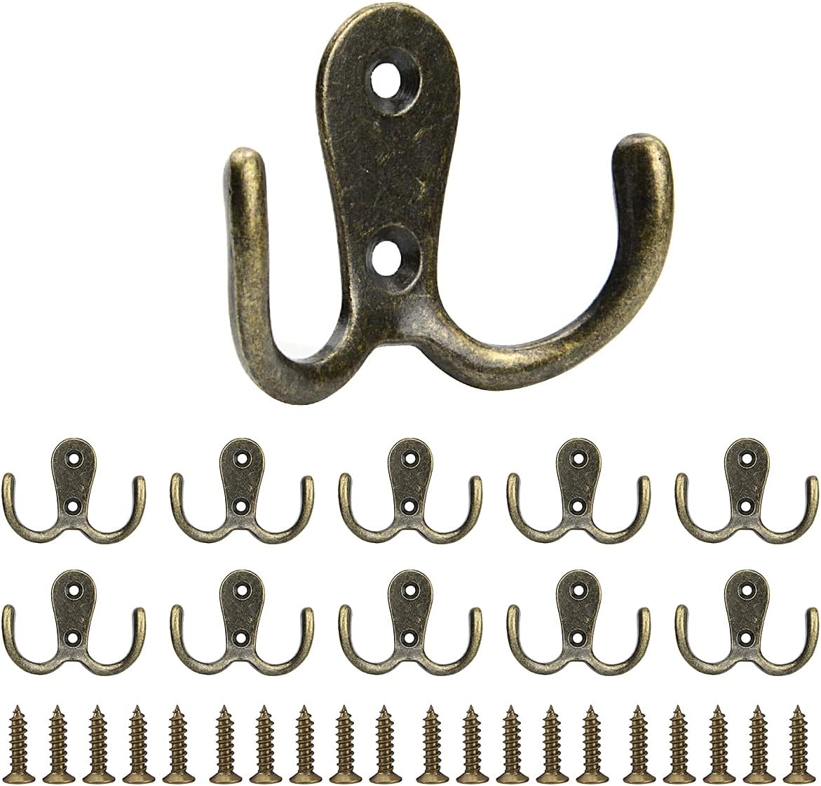 Vintage-wandhaken – 10er-set – Massives Bronzemetall – Stabile Doppelhaken – Für Flur Und Badezimmer – 2 Kg Pro Haken