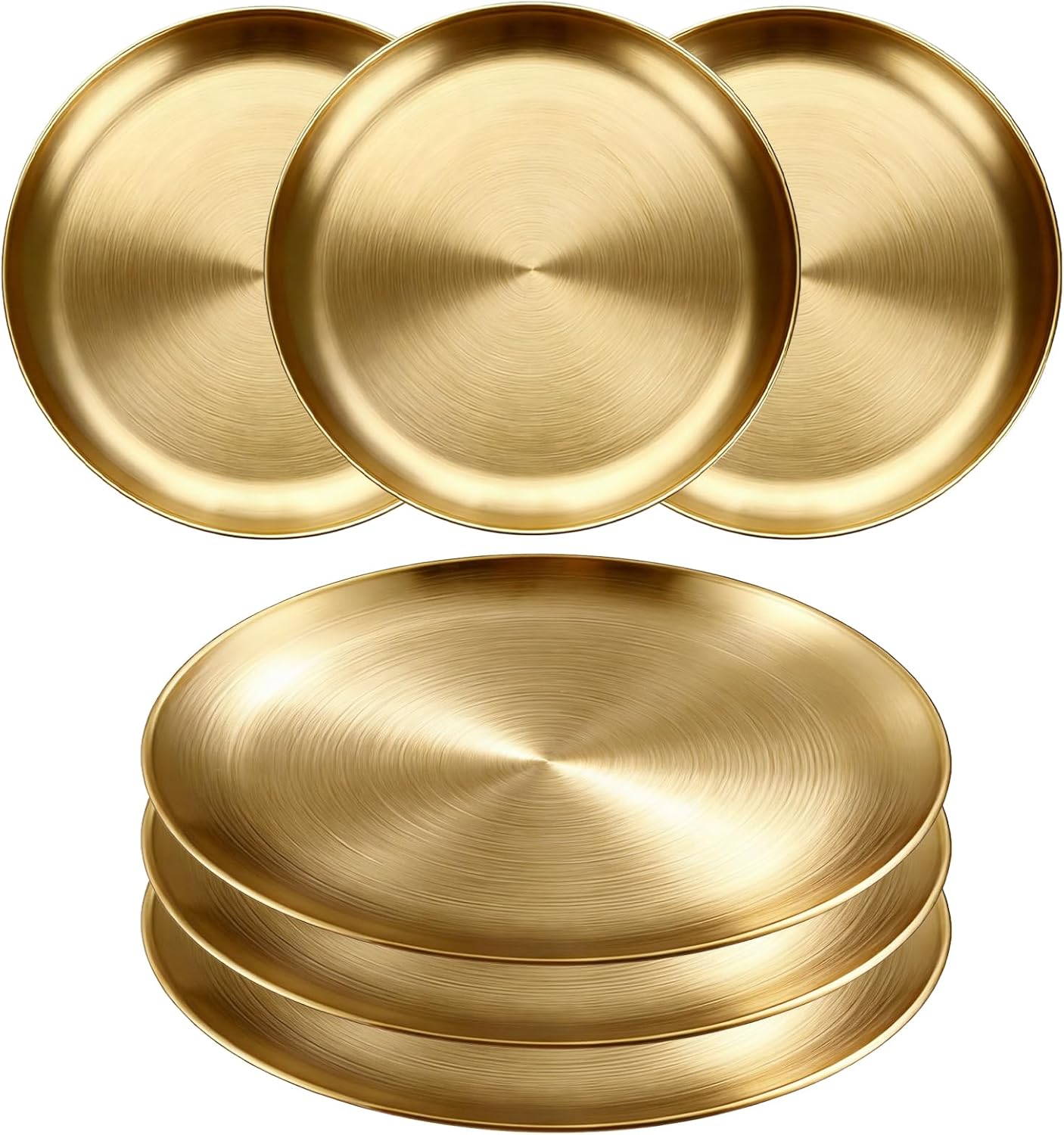 Rundes Teller-set – 6-teilig – Edelstahl – Rutschfest – Für Küche Und Garten – 20 Cm, Gold