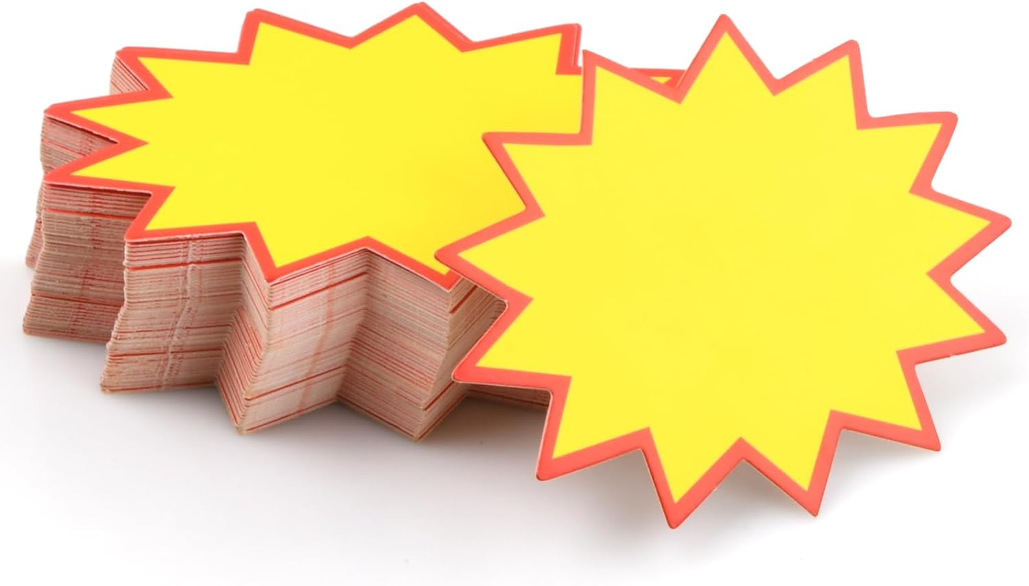 Sternförmige Preisschilder – 100 Stück – Stabiles Gelbes Papier – Klare Werbeaufsteller – Für Supermärkte Und Geschäfte – Standardgröße