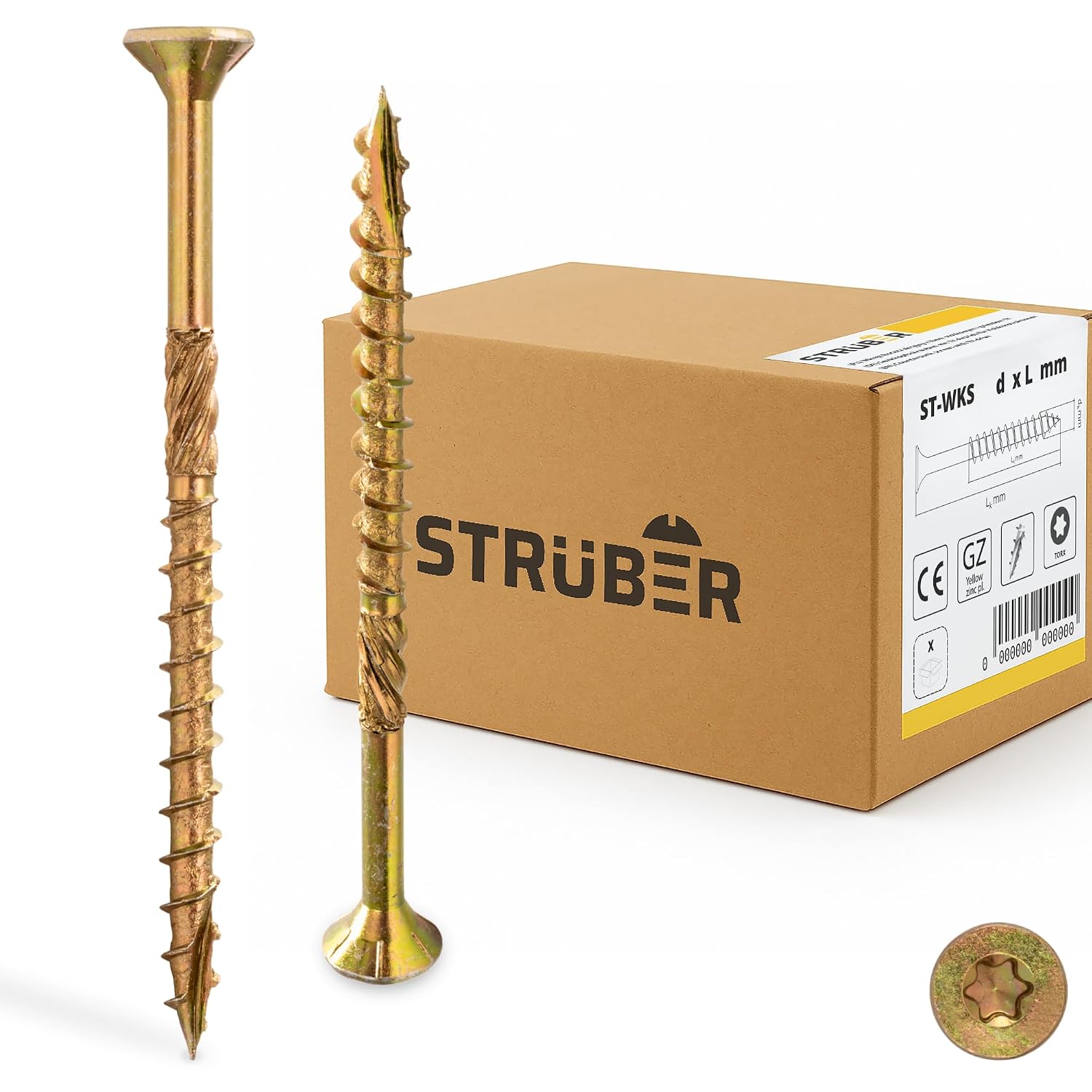 Torx-senkkopf-holzschrauben – 200 Stück – Gelb Verzinkter Stahl – Selbstbohrend – Für Rahmen- Und Terrassenbau – 5 X 100 Mm