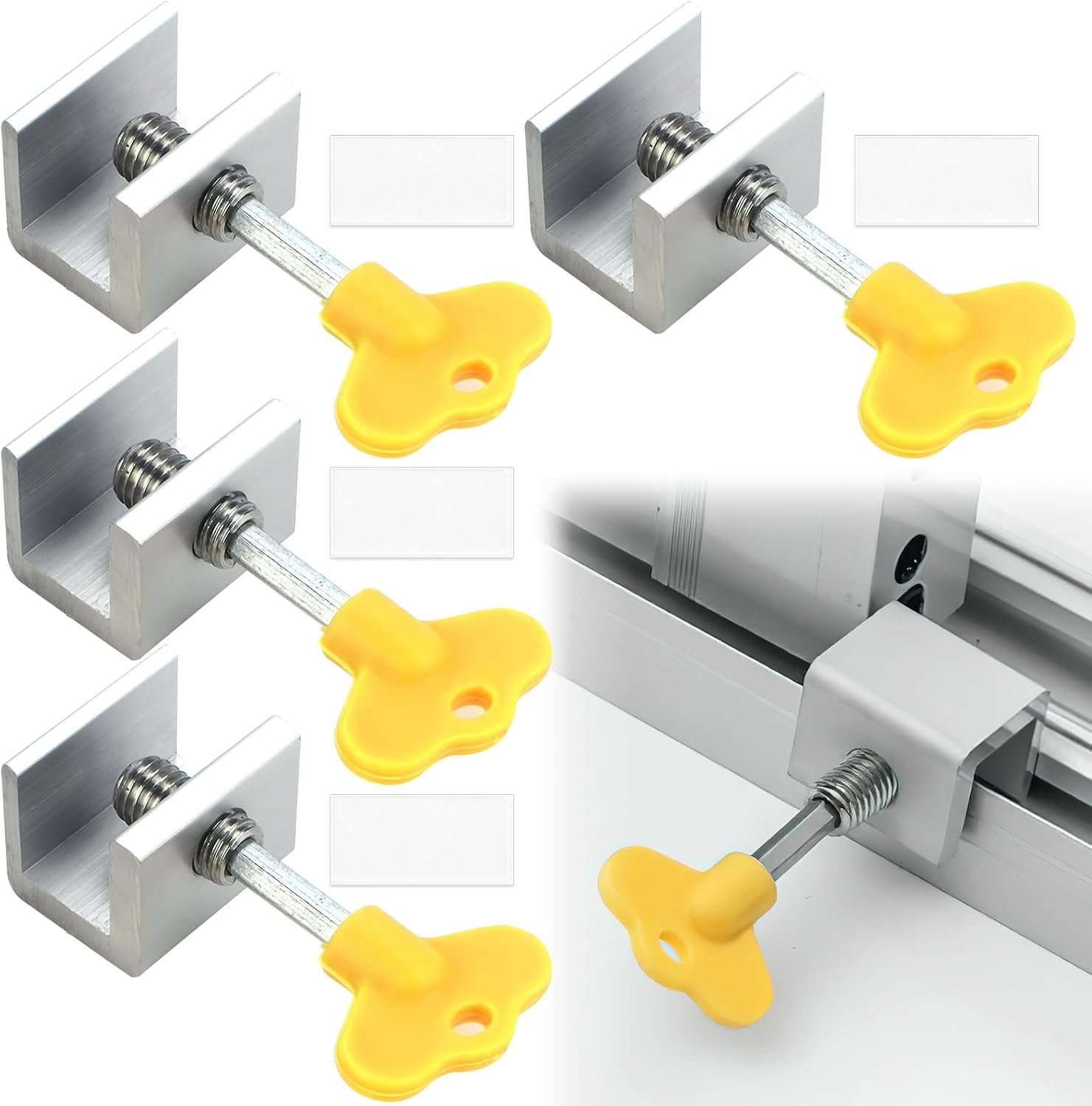 Schiebefensterverriegelung – 4er-set – Aluminiumlegierung – Verstellbare Verriegelung Ohne Bohren – Sicherheit Für Haus Und Wohnung – Kompakte Abmessungen