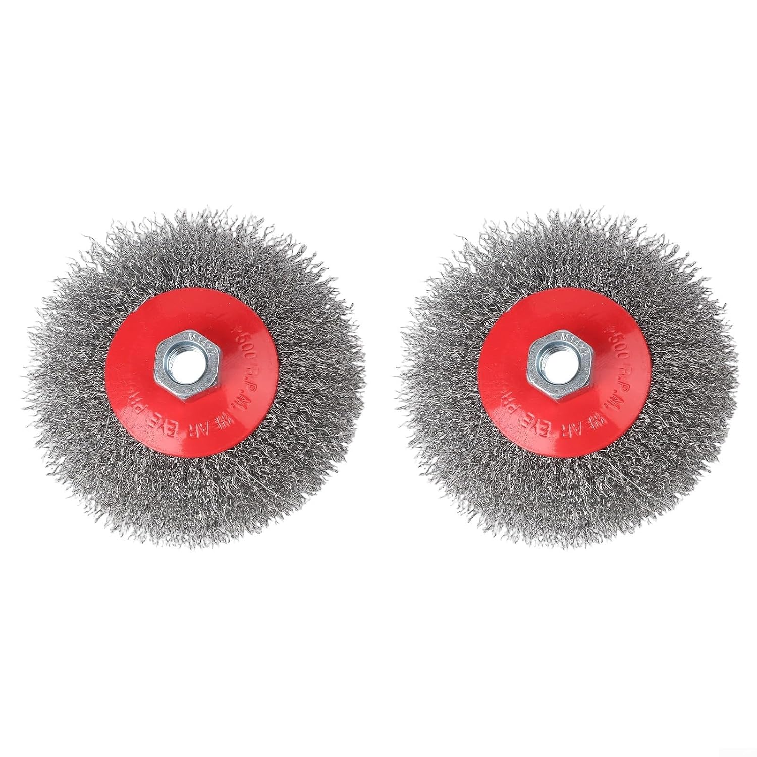 Set Mit 2 Drahtbürsten 115 Mm - Gedrehter Stahl - M14 Gewinde - Rostentfernung Und Abisolierung - Für Winkelschleifer