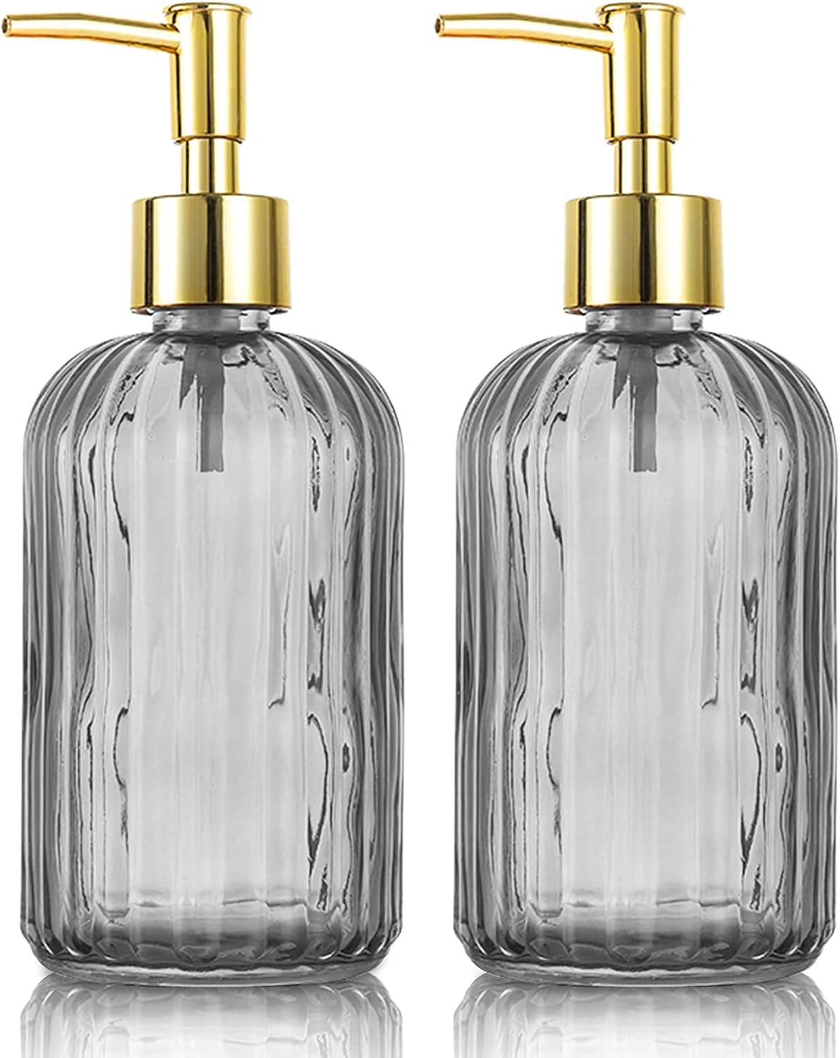 Set Mit 2 Seifenspendern Aus Glas, 500 Ml – Retro-grau-design – Korrosionsbeständige Pumpe – Für Bad Und Küche