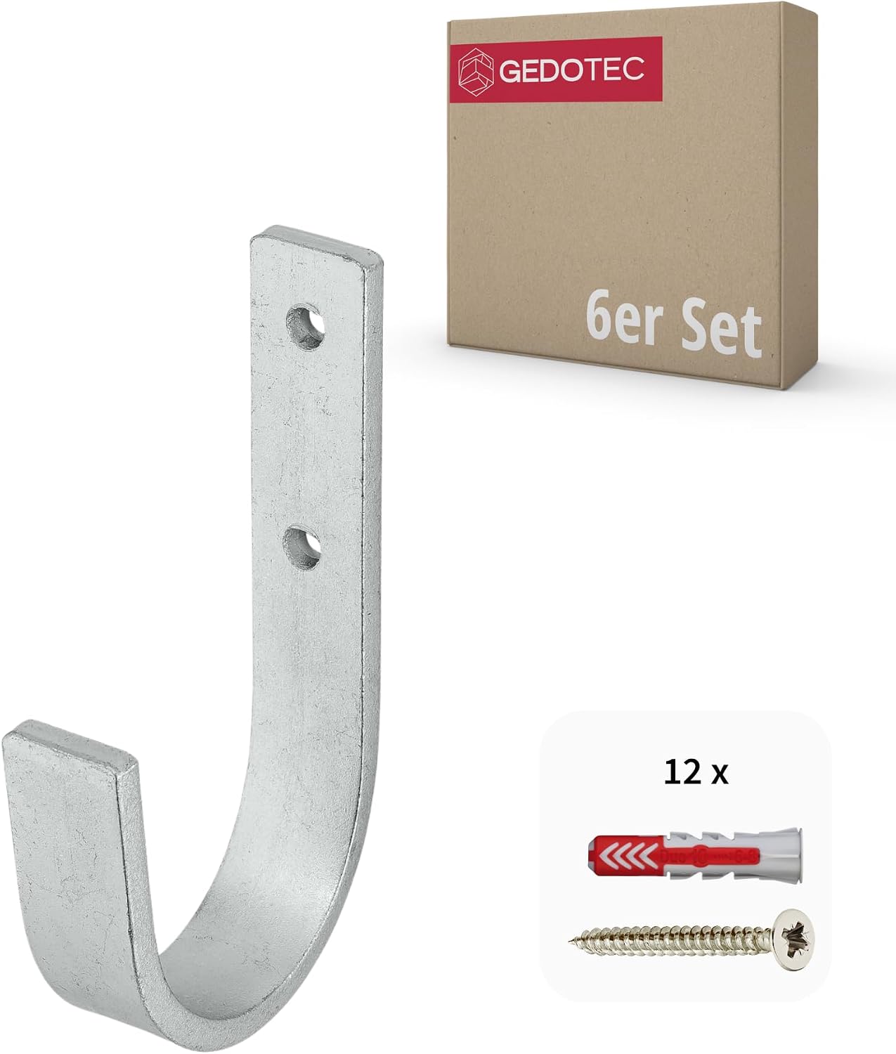 Wandhaken – 10er-pack – Verzinkter Stahl – Stabile, Gebogene Halterung – Für Garage Und Keller – 70 X 110 Mm