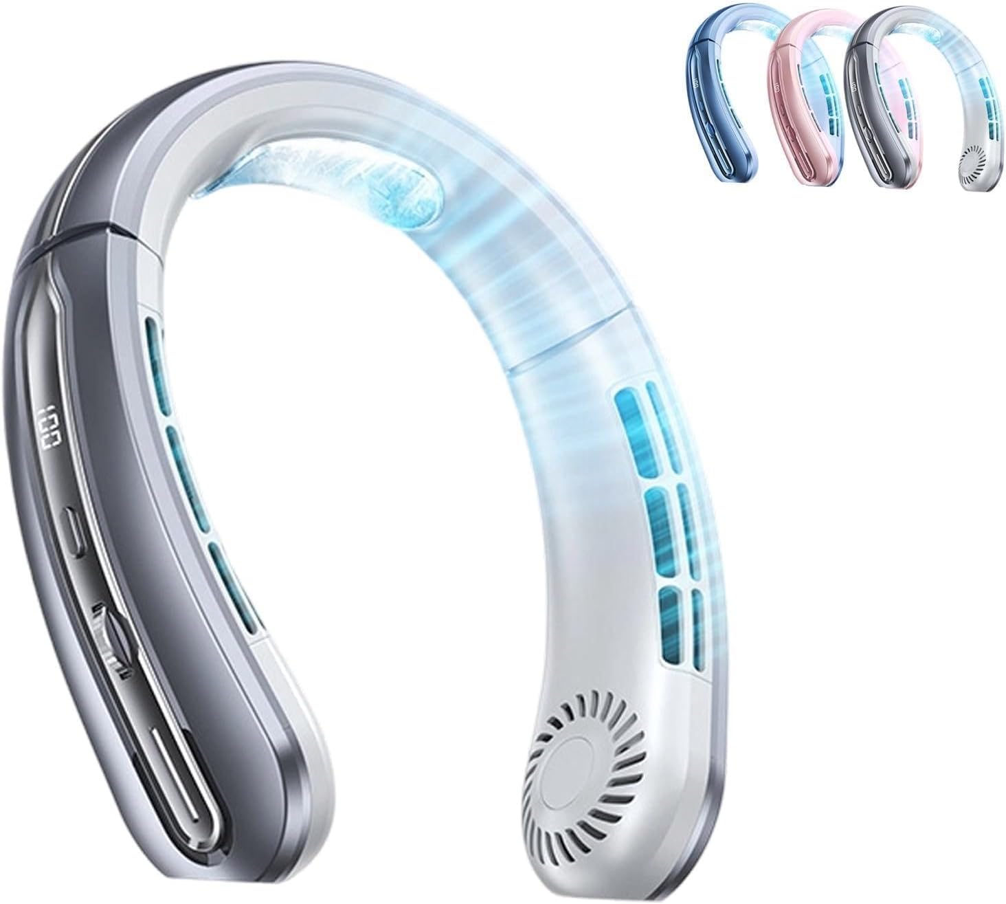 Airhalo Tragbarer Nackenventilator, Airhalort Nackenventilator, Leicht, Wiederaufladbar Und Ohne Rotorblätter, Ideal Für Reisen Und Outdoor-sportaktivitäten (grau)