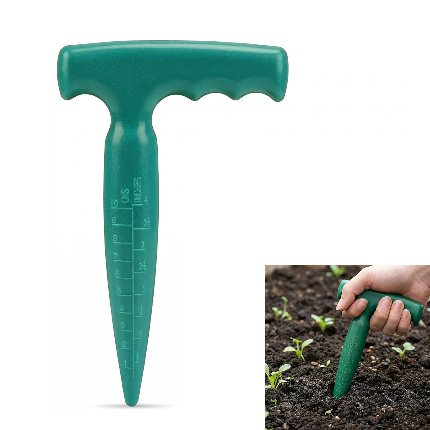 Blumenzwiebelpflanzer – 1 Stück – Robustes Kunststoff – Integrierte Tiefenanzeige – Für Blumen Und Gemüse – Ergonomischer T-griff