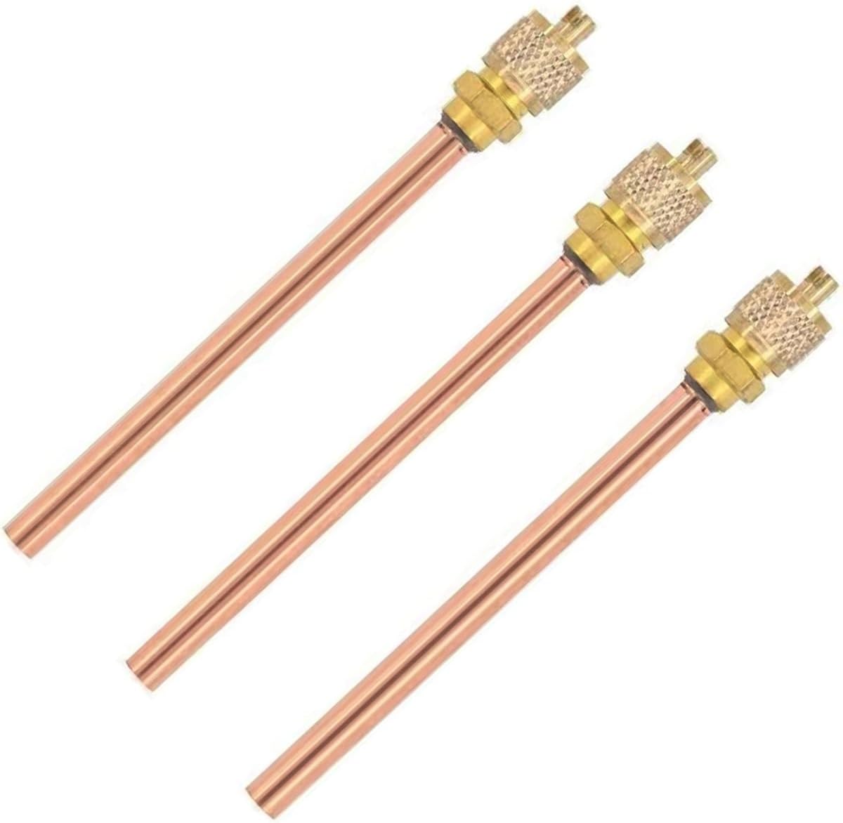 Wartungszugangsventile – 3er-set – Messing Und Kupfer – Klimaanlagen- Und Kältetechnik 1/4" Sae – Gold 4 Zoll