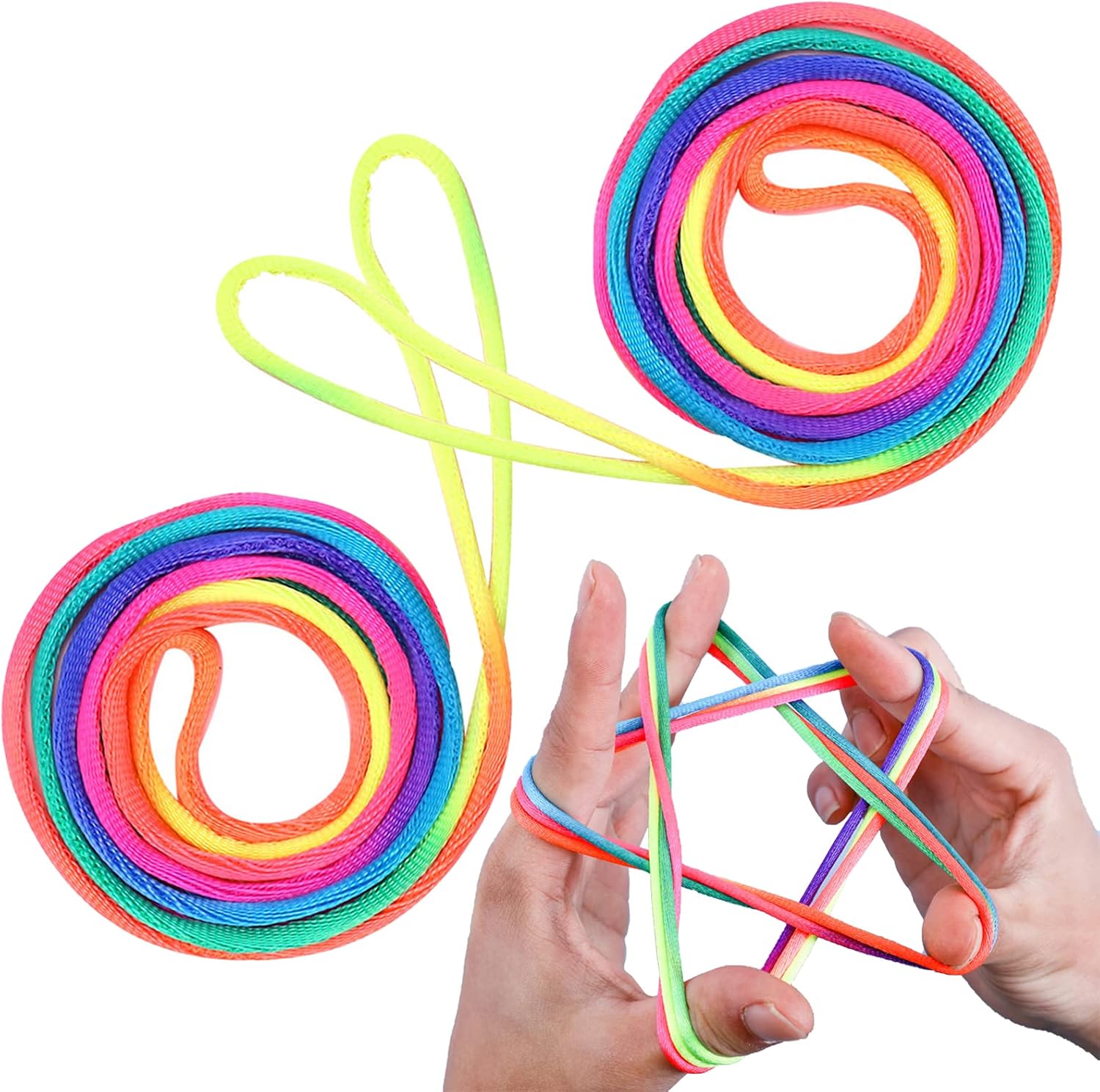 Schnurspiel – 2-teilig – Nylon – 160 Cm Regenbogenseil – Kreatives Hobby – Für Kinder Und Erwachsene