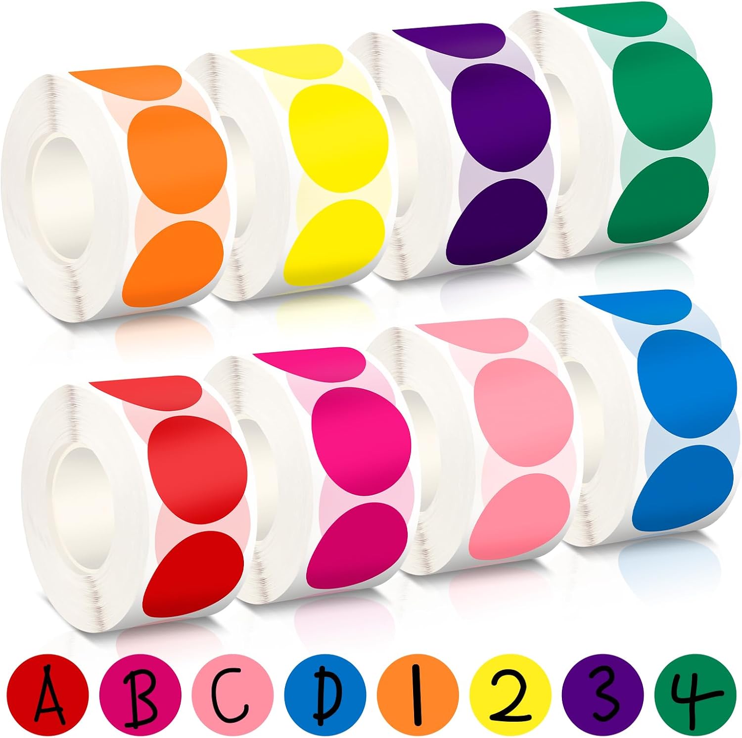 4000 Runde, Mehrfarbige Selbstklebeaufkleber, 25 Mm Farbige Klebeaufkleber, Selbstklebeetiketten, Für Büro, Haushalt, Lager (8 Rollen)