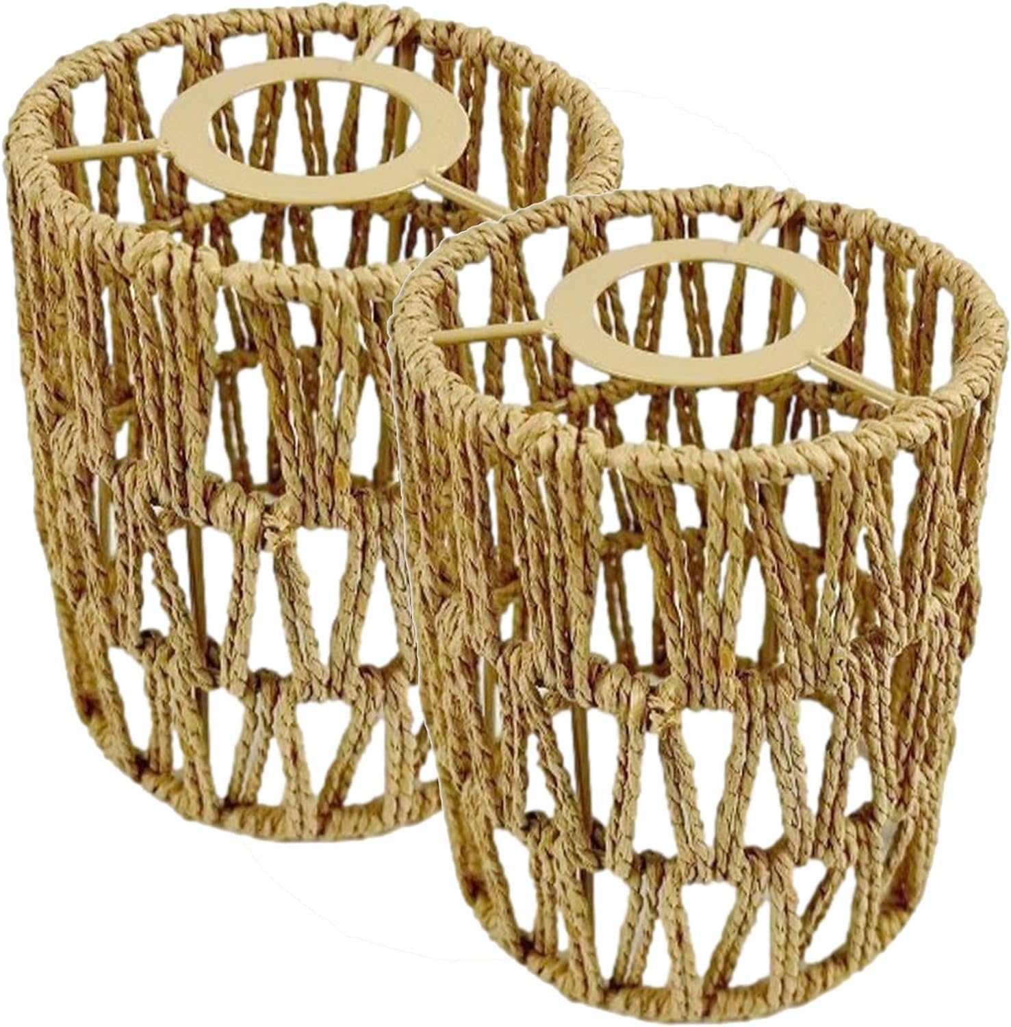 2er-set Rattan-deckenlampenschirme – Geflochtene Pendelleuchten Im Bohème-stil – Natürliche, Dekorative Beleuchtung – Für Wohnzimmer, Schlafzimmer, Küche – Naturfarbe