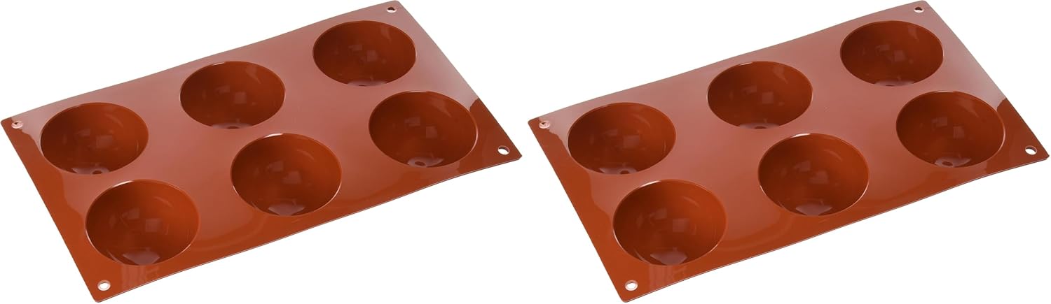 Silikonform – 2er-set – 6 Halbkugelförmige Mulden – Antihaftbeschichtung – Ofen- Und Gefriergeeignet – Ø 70 X 35 Mm