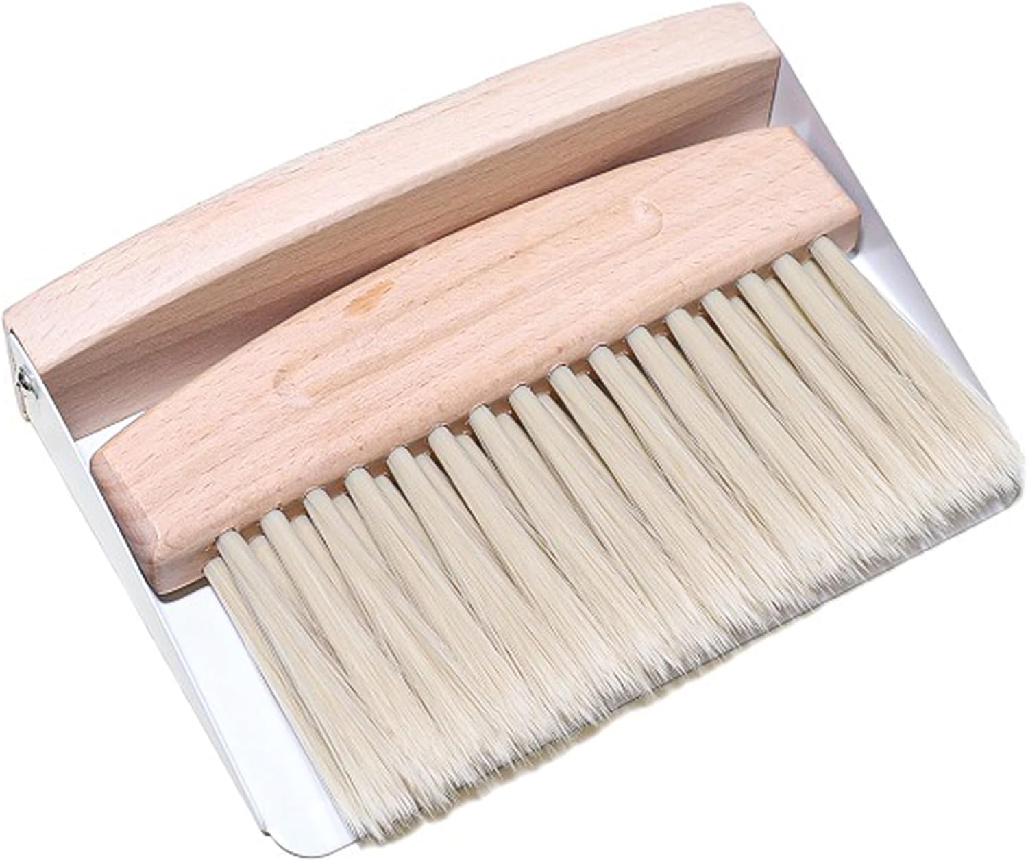 Tischbürsten- Und Kehrschaufel-set – 1-teilig – Buchenholz Und Nylon – Krümelentfernung Mit Magnet – Küche Und Büro – Natur