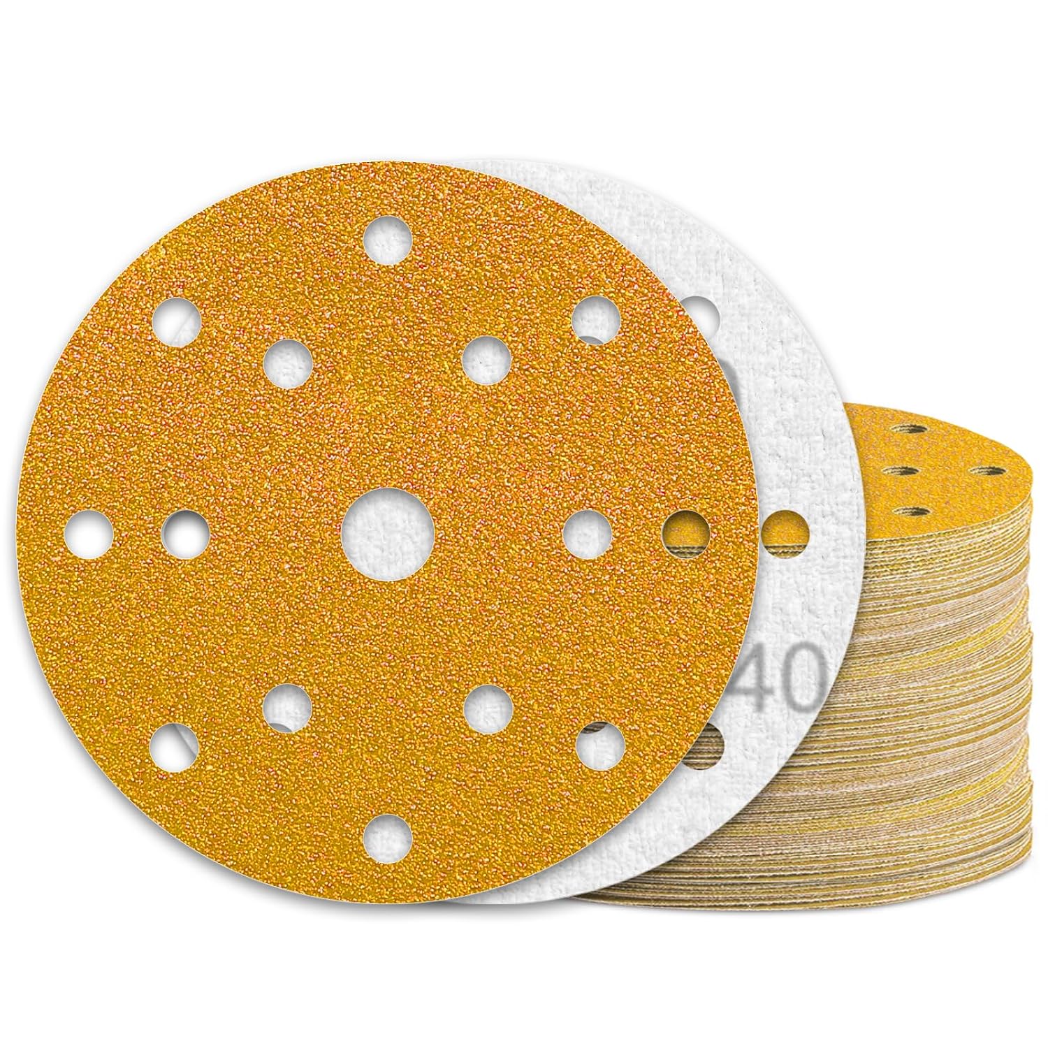 150-mm-schleifscheiben – 50er-pack – Aluminiumoxid, Körnung 40 – 15 Löcher Für Intensives Schleifen – Holz, Metall, Karosserie – Durchmesser 150 Mm