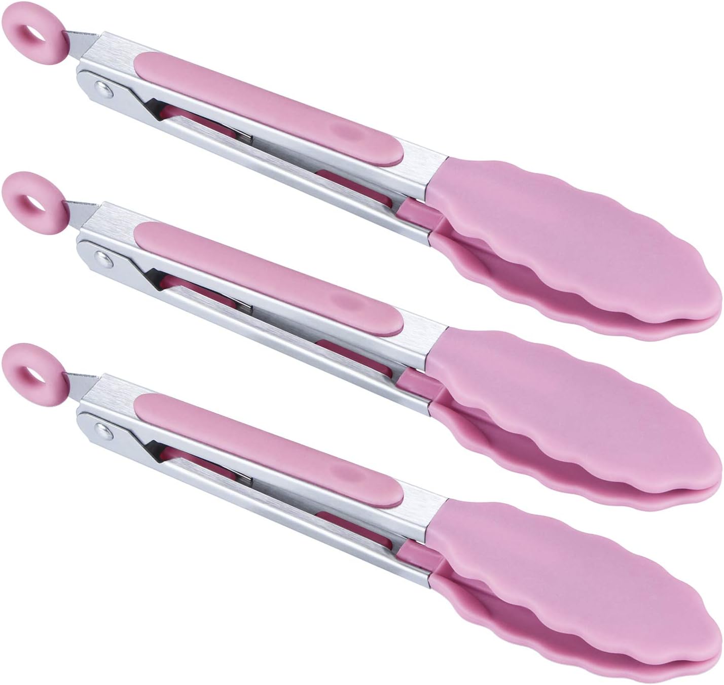 Silikonzange – 3er-set – 17,8 Cm – Hitzebeständig – Für Küche Und Grill – Rosa