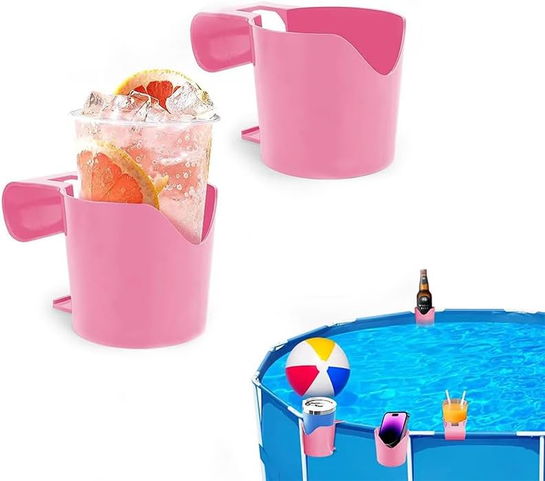 Pool-becherhalter – 1 Stück – Robuster Kunststoff – Stabiler Getränkehalter – Für Aufstellpools – 13 X 9 X 9 Cm, Rosa
