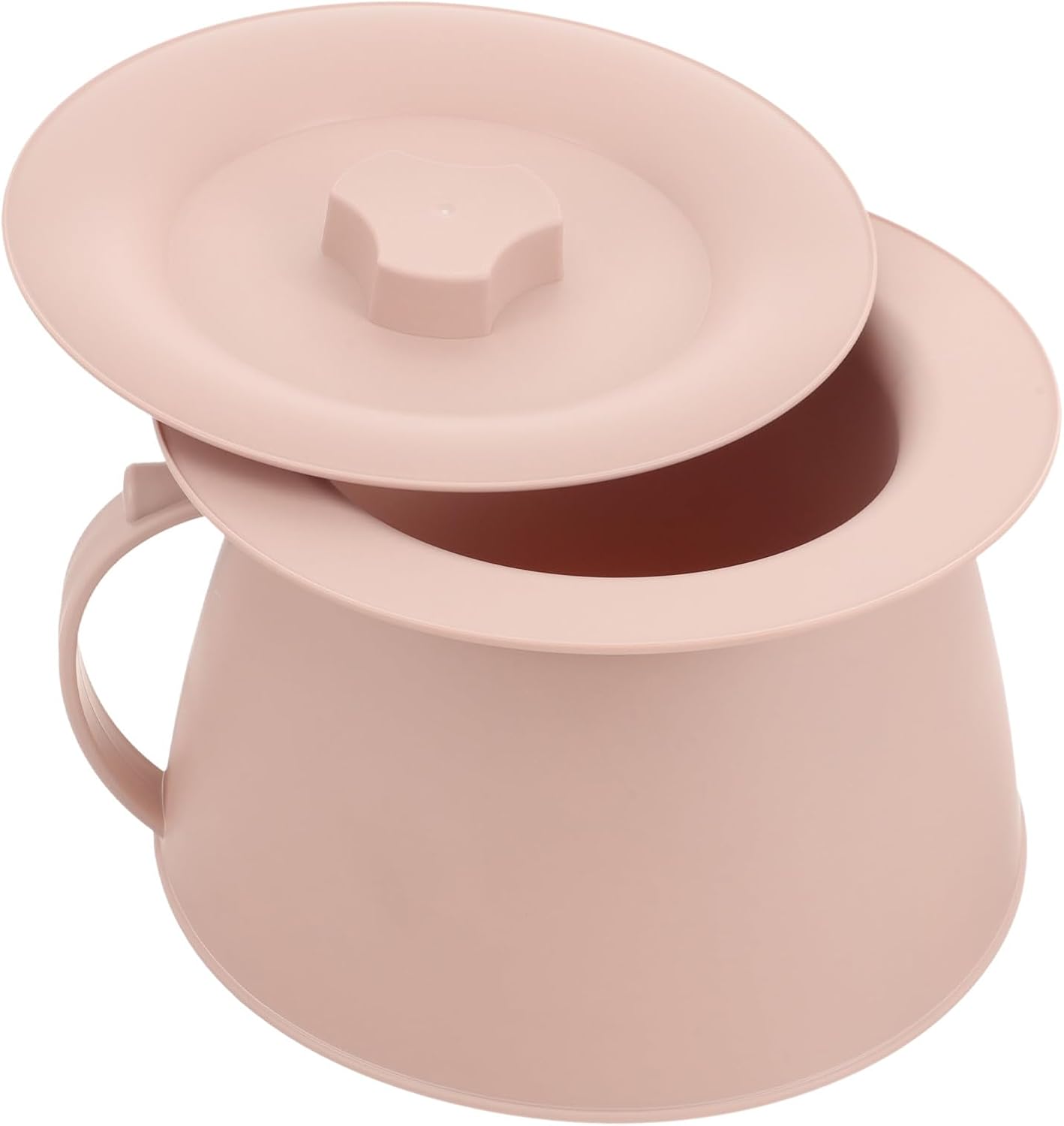 Nachttopf Mit Deckel – 1 Stück – Robustes, Rosafarbenes Kunststoff – Tragbares, Geruchsdichtes Urinal – Für Senioren Und Schwangere – 22 X 22 X 13,5 Cm