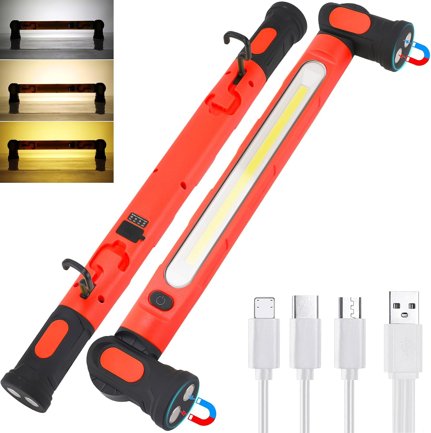Led-arbeitsleuchte – 1 Stück – Abs Und Aluminium – 360° Magnetisch – Für Mechaniker Und Camping – Rot