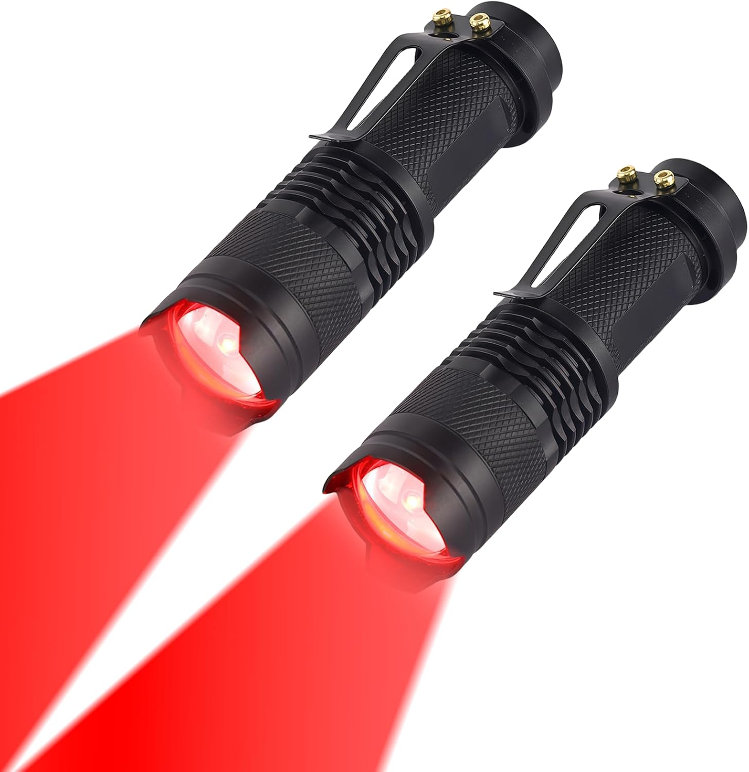 Rote Taschenlampe – 2er-pack – Aluminiumlegierung – 3 Wasserdichte Zoommodi – Ideal Für Camping, Angeln Und Astronomie – Tragbar, 50 G