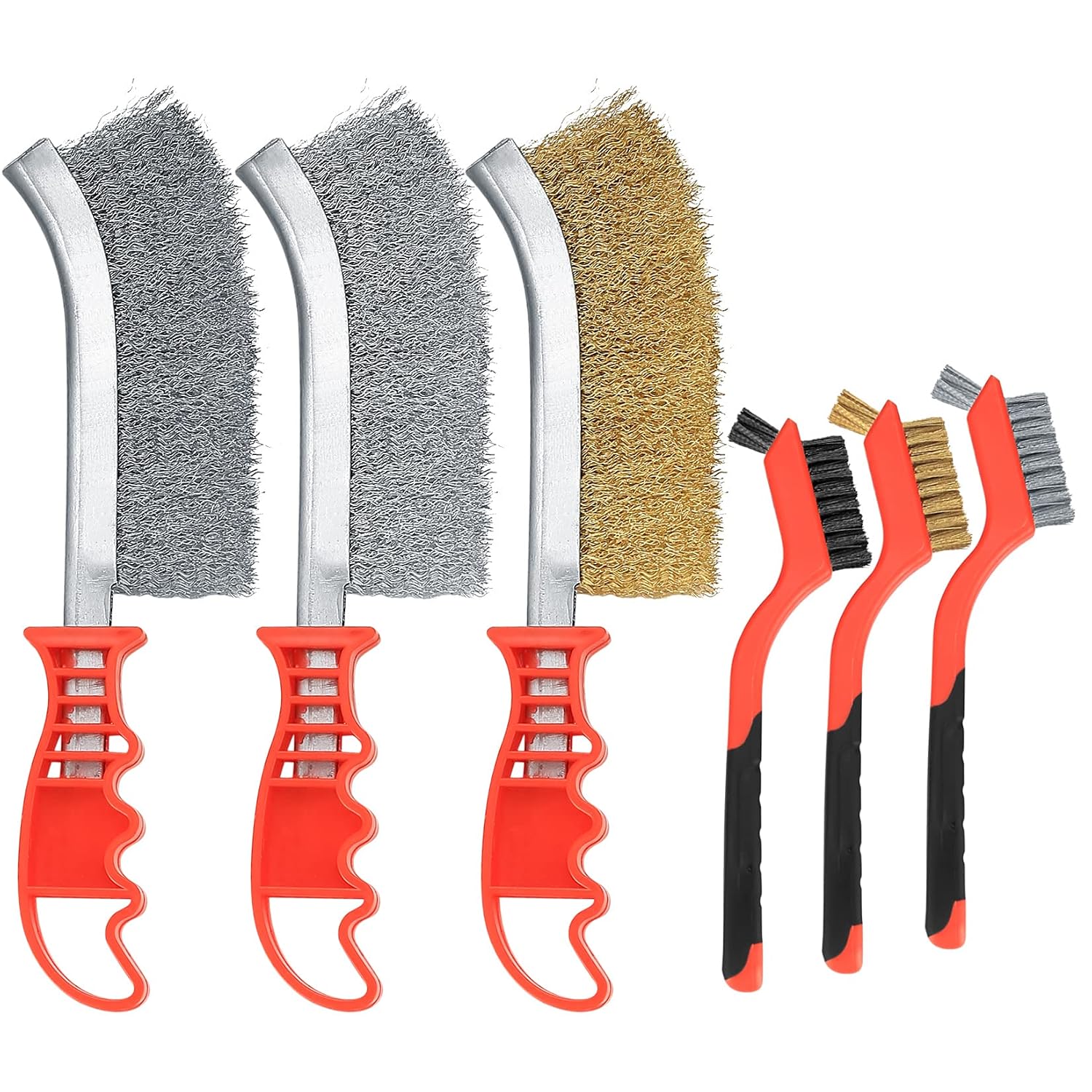 6-teiliges Drahtbürsten-set – Stahl, Messing, Nylon – Rost- Und Schweißnahtreinigung – Ergonomischer Griff – Werkstatt Und Haushalt