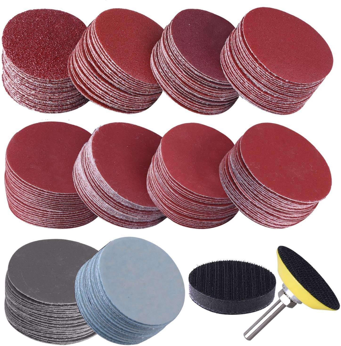 Packung Mit 200 Schleifscheiben (50 Mm) – Aluminiumoxid – Körnung 80 Bis 3000 – Zum Schleifen Und Polieren Von Holz, Metall Und Jade – Inkl. Stange Und Halter