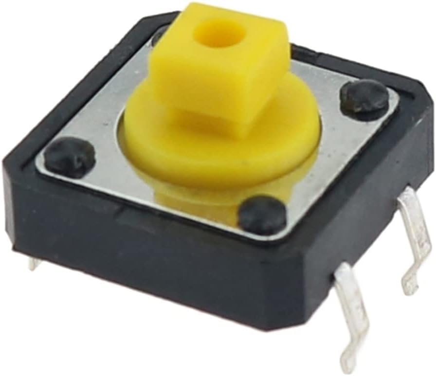 Taktile Schalter – 10 Stück – Roter Kunststoff Und Metall – 4-poliger Leiterplattenschalter – Elektronik Und Hausautomation – 12 X 12 X 7,3 Mm