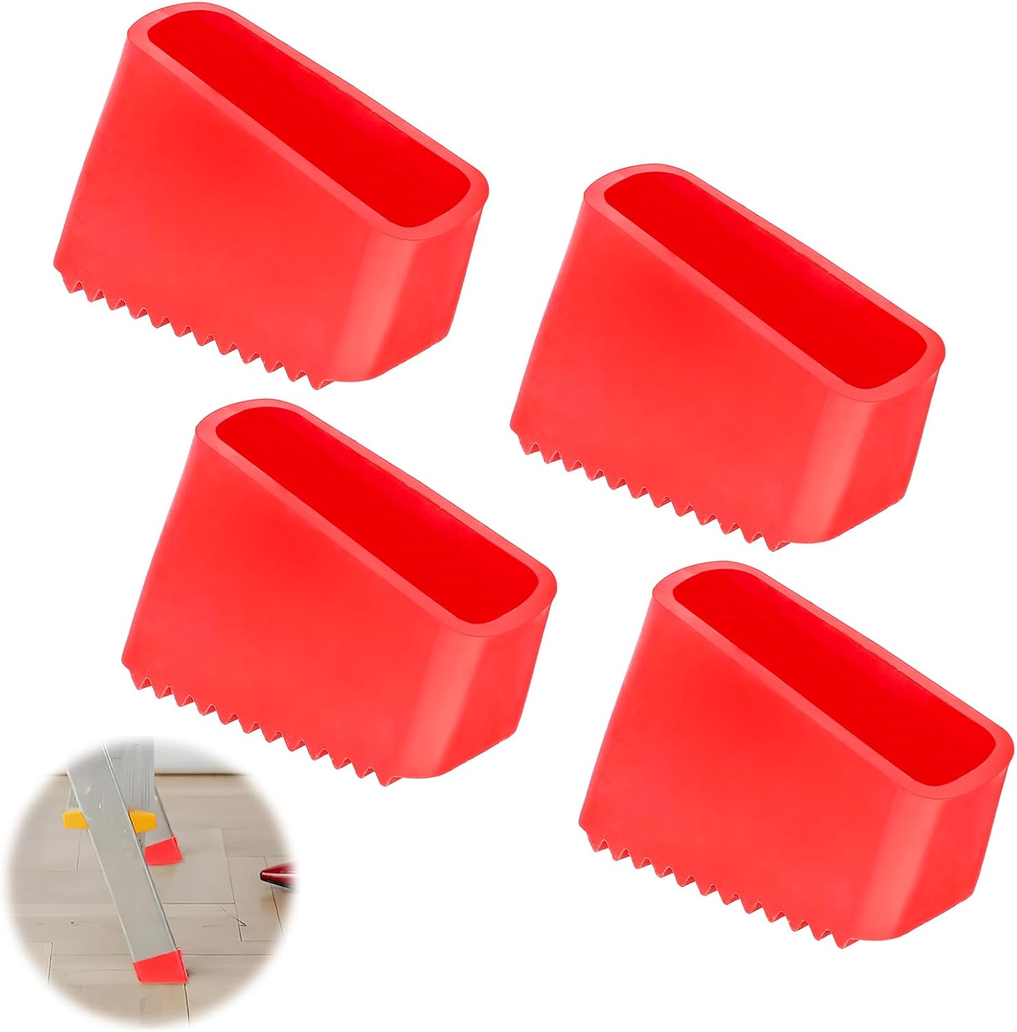 4 Gummifüße Für Leitern – 4er-set – Robust, Rutschfest – Bodenschutz Und Stabilität – Für Den Privaten Und Gewerblichen Gebrauch – 50 X 20 Mm, Rot