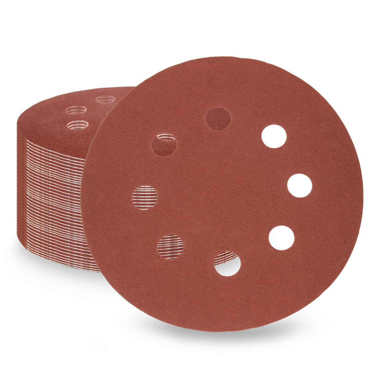 50-teiliges Set Schleifscheiben (125 Mm) – Aluminiumoxidpapier, Körnung 240 – 8-loch-klettverschluss – Für Exzenterschleifer Auf Holz Und Metall
