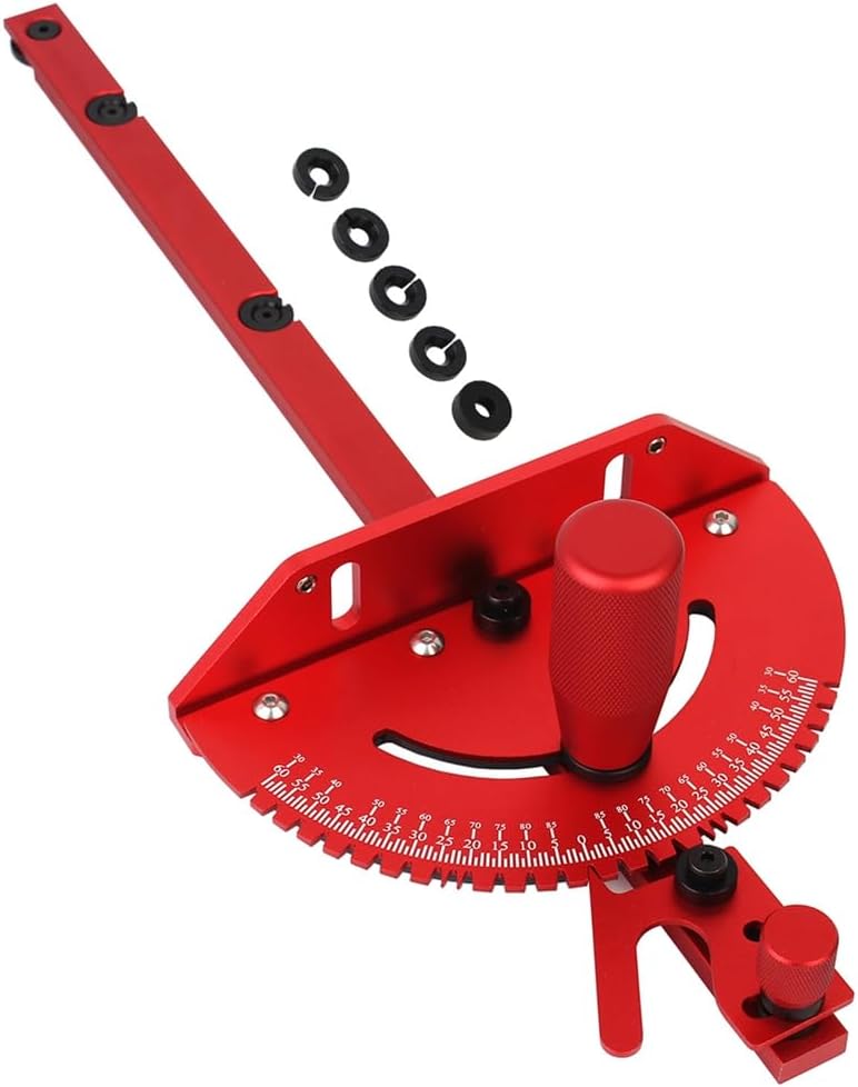 Gehrungswinkelanschlag Aus Aluminiumlegierung – 1 Stück – Robustes Rot – Verstellbar Von 0–60° Für Kreissägen – Holzbearbeitung Und Heimwerken – 450 Mm