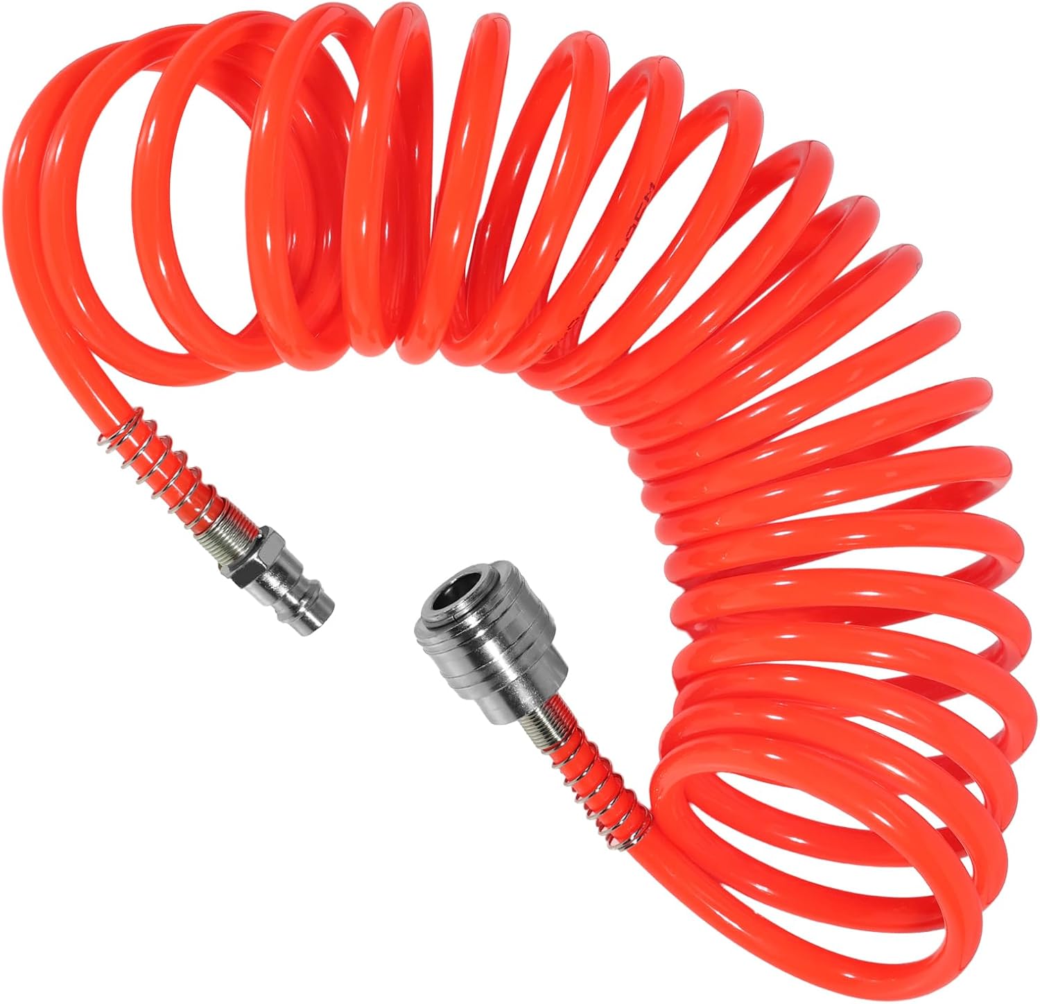Spiral-druckluftschlauch – 5 Meter – Rot, Pu, 5 X 8 Mm – Mit Schnellkupplungen – Für Werkstatt Und Heimwerker – Abmessungen: 5 X 8 Mm
