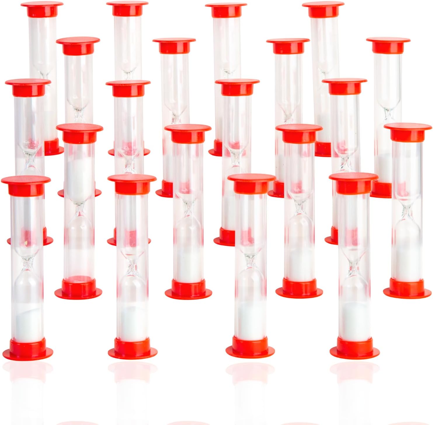 1-minuten-sanduhr – 20er-pack – Robustes Rotes Plastik – Lehrreicher Und Unterhaltsamer Timer – Für Schule Und Zuhause – 6 X 3 Cm
