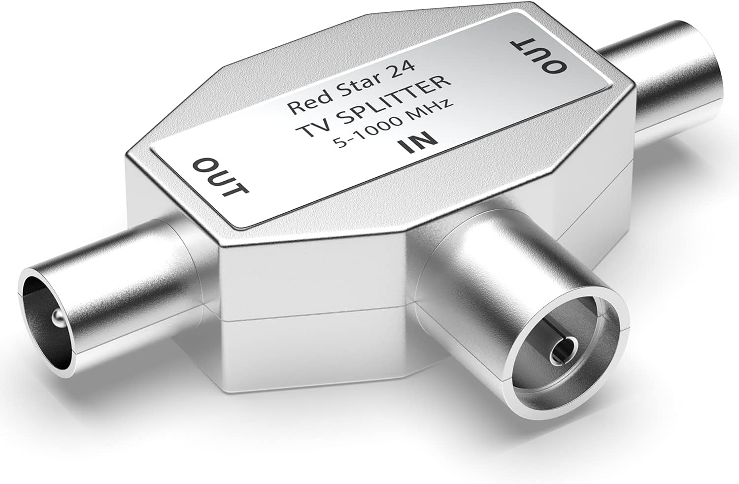 2-wege-antennensplitter – Metall-t-adapter, 1 Eingang, 2 Ausgänge, Iec-dvb-t-kabel, 5–1000 Mhz, Schwarz