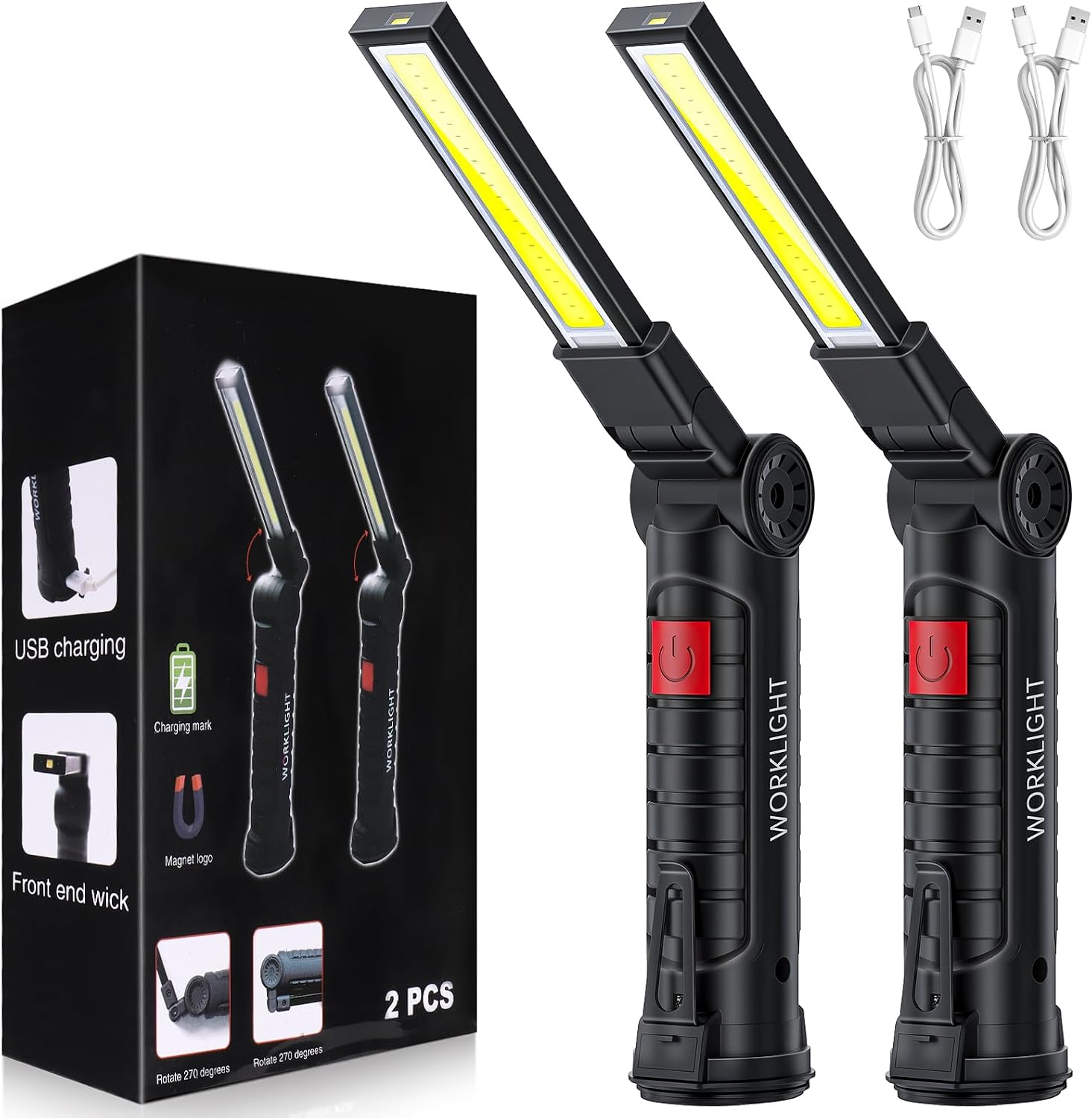 Led-arbeitsleuchte – 1 Stück – Abs Und Aluminium – Wiederaufladbar Und Magnetisch – Für Garage Und Camping – 10,9 X 8,8 X 3,5 Cm