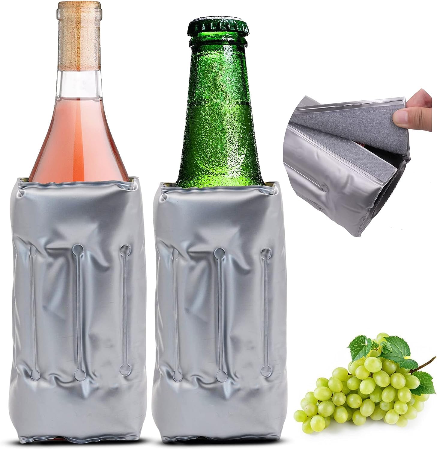 Kühlhüllen – 2er-set – Isoliert – Schnelle Kühlung – Für Wein Und Champagner – Schwarz