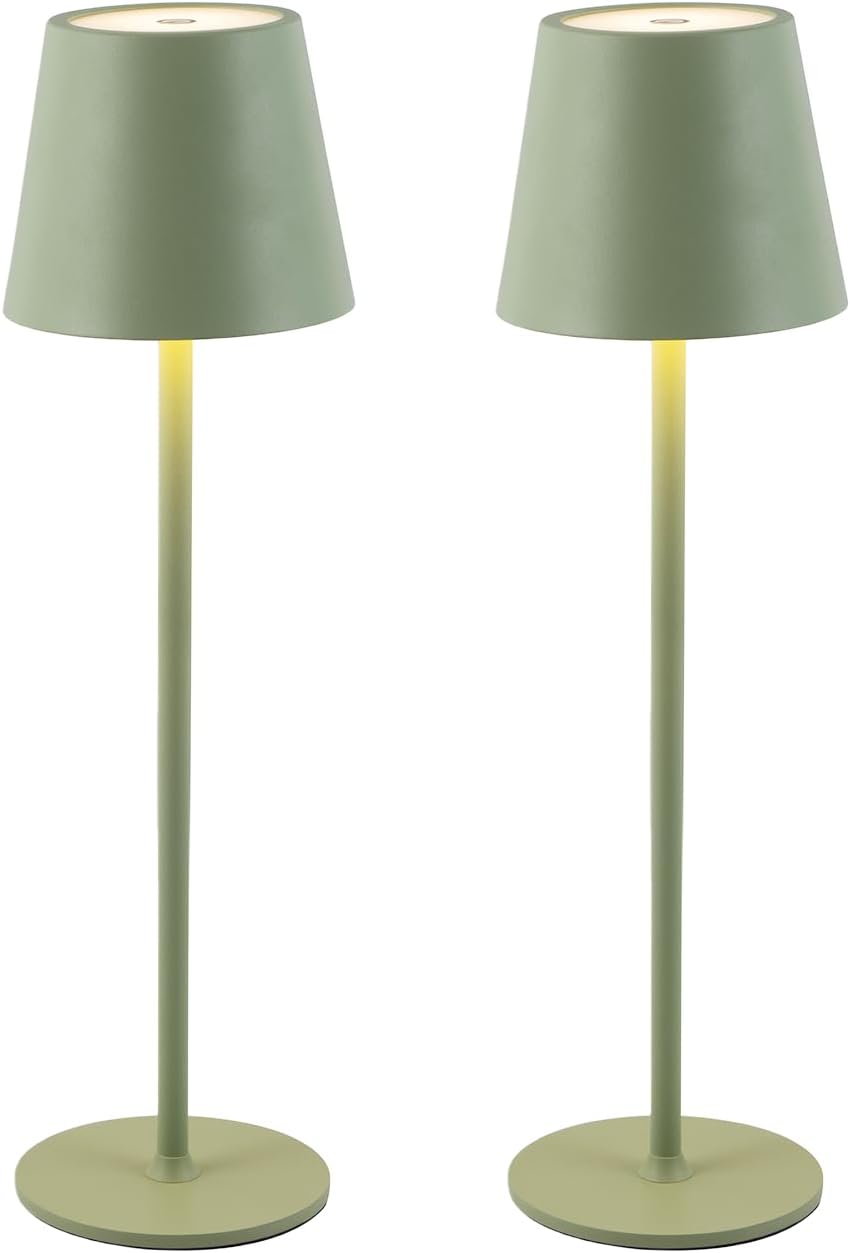 2er-set Kabellose Tischlampen – Schwarzes Metall – Usb-c-aufladbar – Touch-dimmer – Für Den Innen- Und Außenbereich – 36 Cm