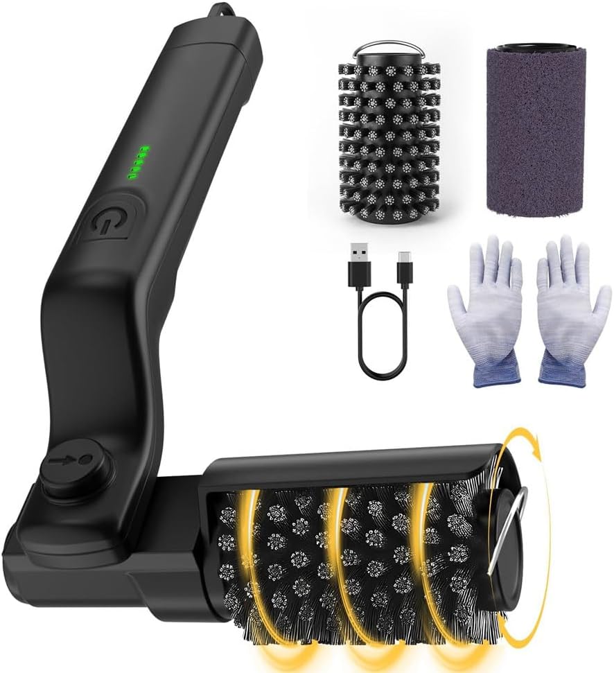 Elektrische Reinigungsbürste – 1 Stück – Kunststoff Und Metall – 3 Geschwindigkeitsstufen – Geeignet Für Gas-, Holzkohle- Und Keramikgrills – Schwarz, 42 Cm