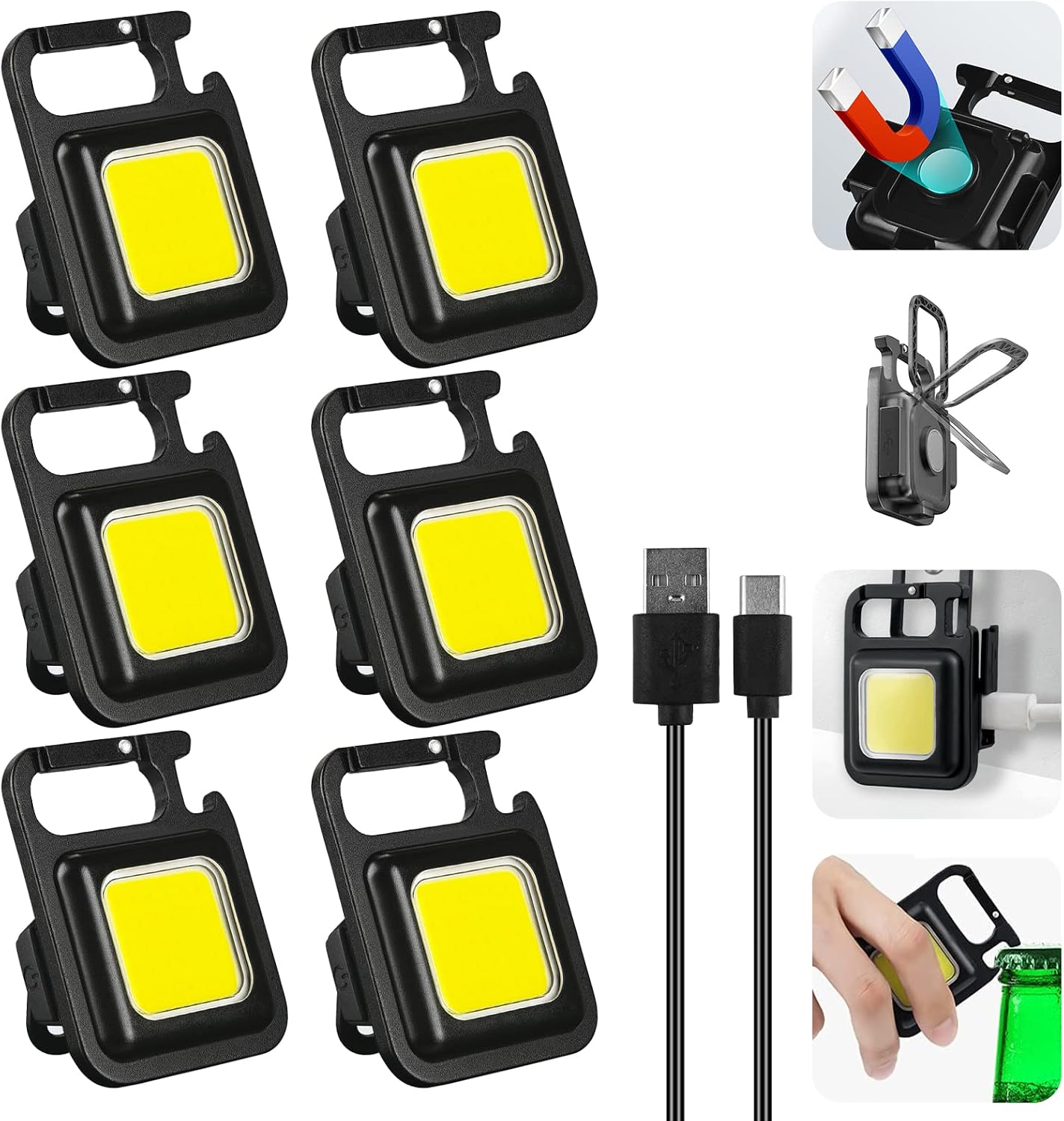 Led-arbeitsleuchte – 6er-pack – Aluminium – Usb-aufladbar – 800 Lumen – Für Reparaturen Und Camping