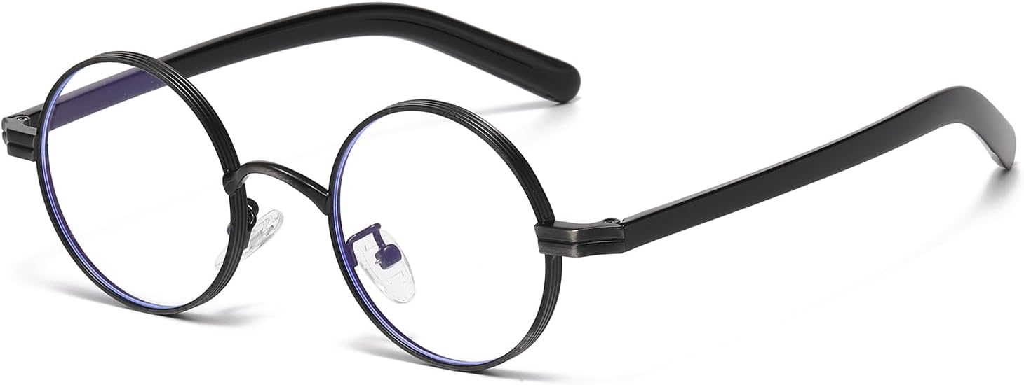Runde Blaulichtfilterbrille – 1 Paar – Metall – Augenschutzfilter – Gaming, Lesen, Bildschirmzeit – 46-mm-gläser