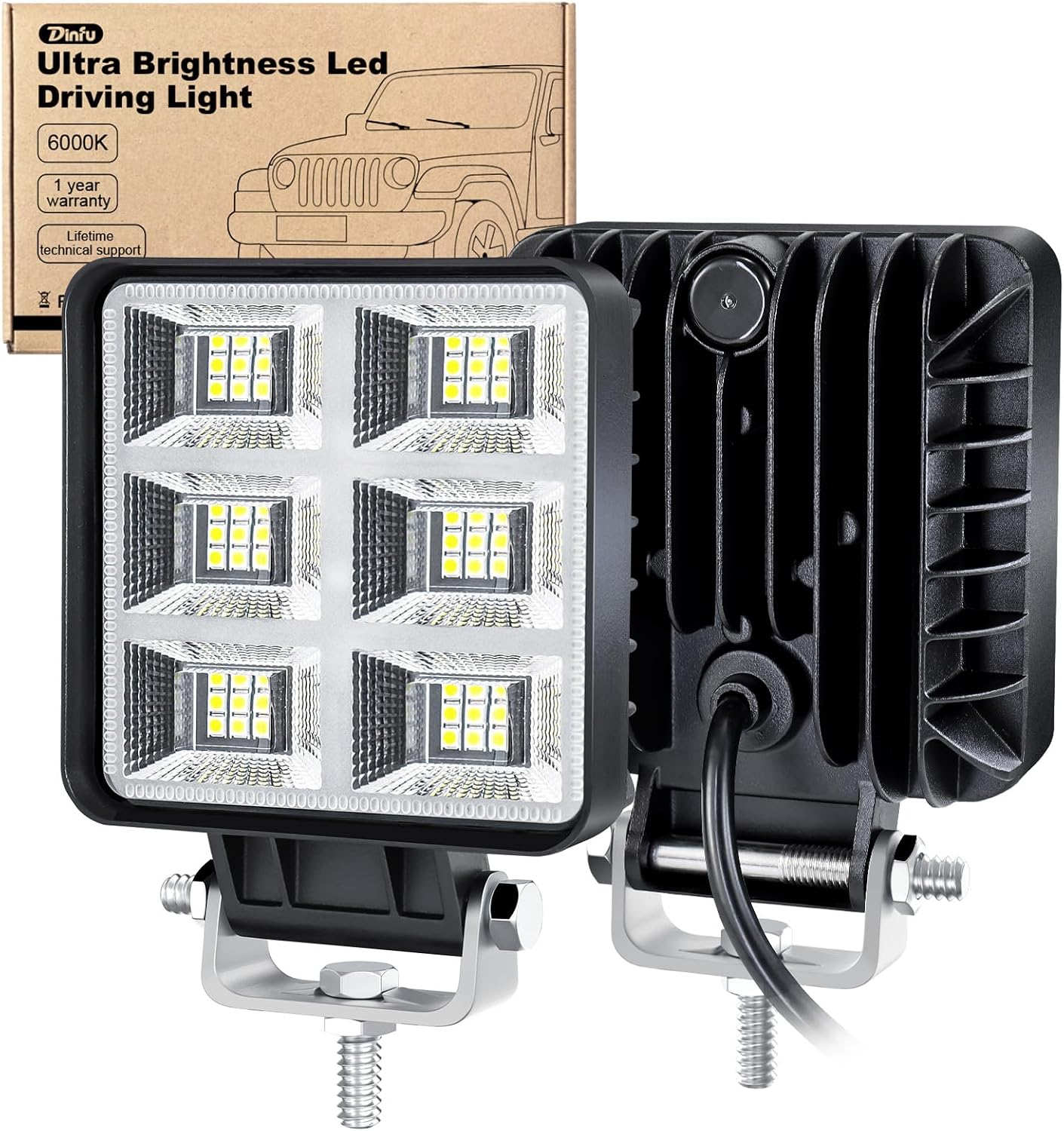 Led-arbeitsleuchte – 2er-pack – 144 W – Aluminium, Schutzart Ip68 – Geländetauglich – 4 Zoll