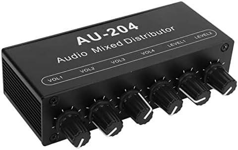 Stereo-audio-umschalter – 1 Stück – Schwarzes Abs – 2 Eingänge, 4 Ausgänge (3,5-mm-klinkenbuchsen) – Kopfhörer-sharing-desktop