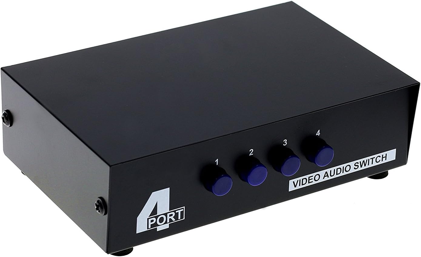 4-port-av-video-wahlschalter – 4 Eingänge, 1 Ausgang (cinch) – Metallgehäuse, Ohne Netzteil, Für Fernseher, Dvd-player Und Konsole