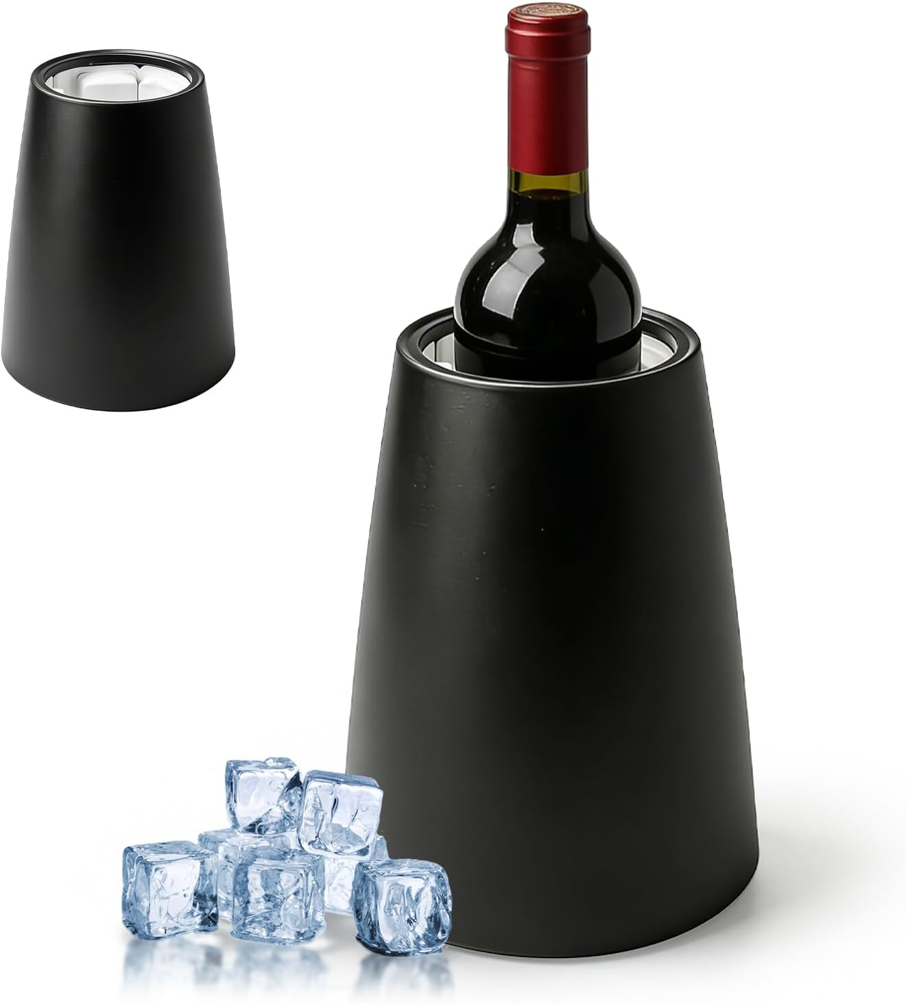Weinflaschenkühler – 1 Stück – Schwarzer Abs-kunststoff – Eisfreie Kühlung – Für Partys Und Garten – 20,5 Cm