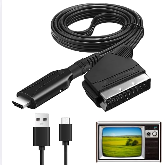 Hdmi-zu-scart-konverter – 1 Stück – Abs Und Pvc – 1080p-audio-/videoausgang – Für Ältere Fernseher Und Konsolen – Schwarz