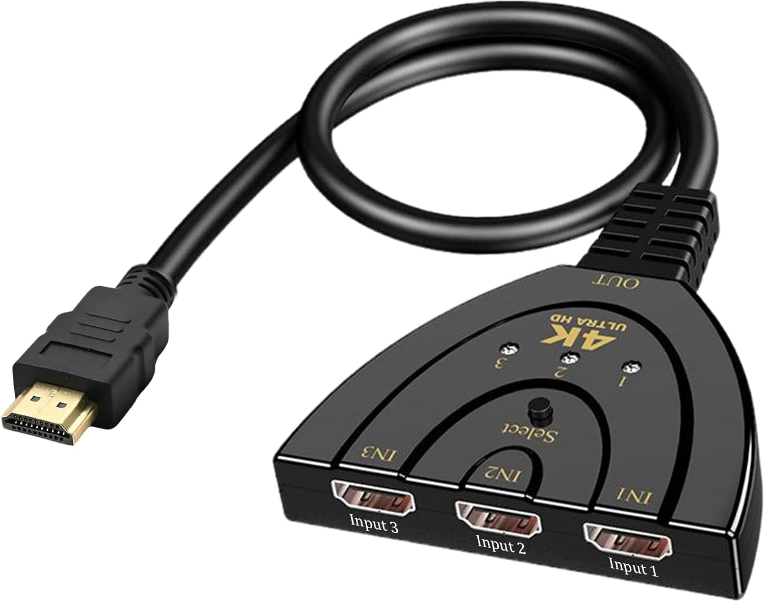 Hdmi-umschalter Mit 3 Eingängen Und 1 Ausgang – Kompaktes Design – 4k-auflösung Mit 30 Hz – Manueller Umschalter (kein Netzteil Erforderlich) – Für Pc, Fernseher Und Konsole