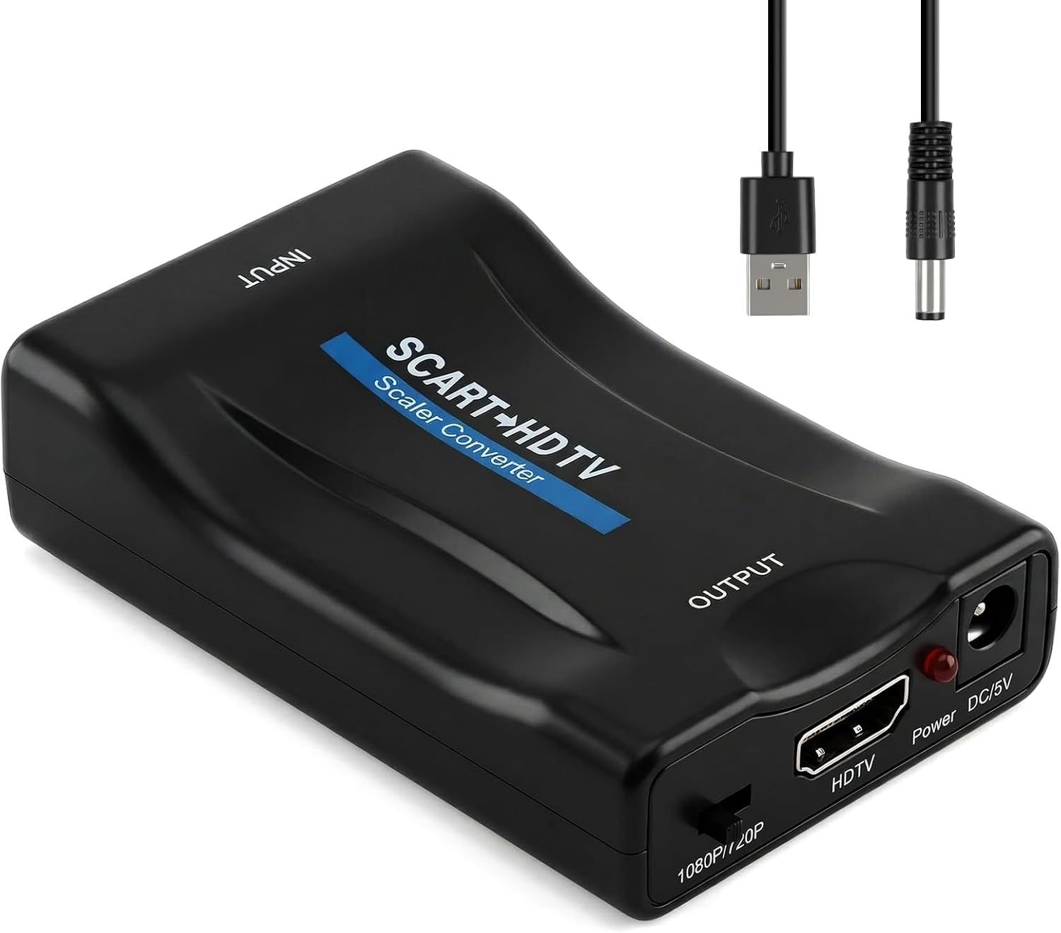 Scart-zu-hdmi-konverter – 1 Stück – Kompaktes Gehäuse – 1080p/720p-ausgang – Für Fernseher, Dvd-player Und Konsolen – Schwarz