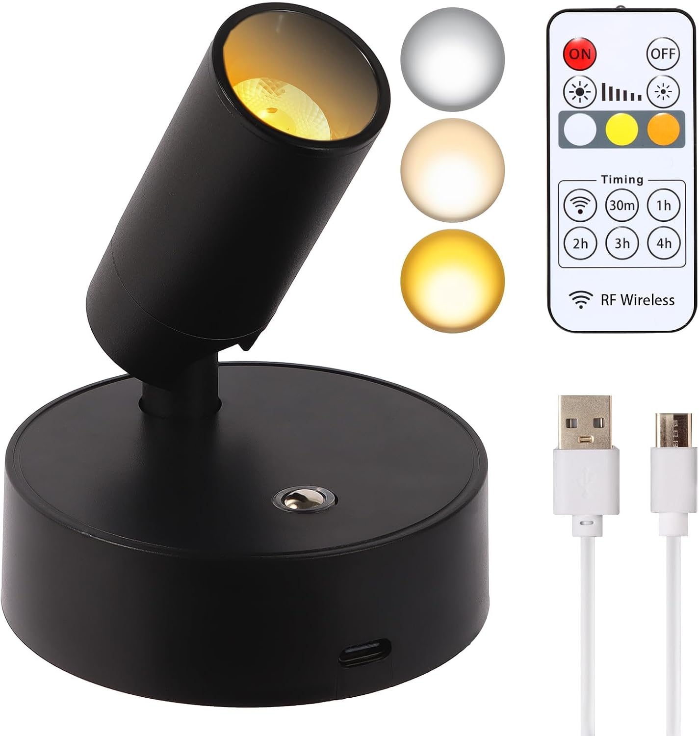 Wiederaufladbarer Led-strahler – 1 Stück – Kabellos – 3 Farbtemperaturen – Fernbedienung – Für Den Innenbereich